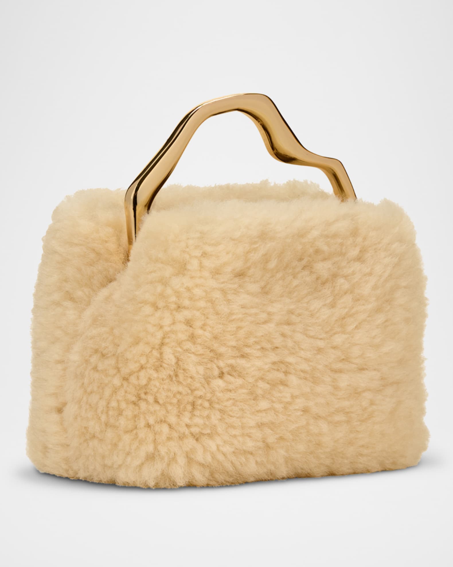 Cult Gaia Solene Mini Sheep Shearling Fur Top Handle Bag Neiman Marcus