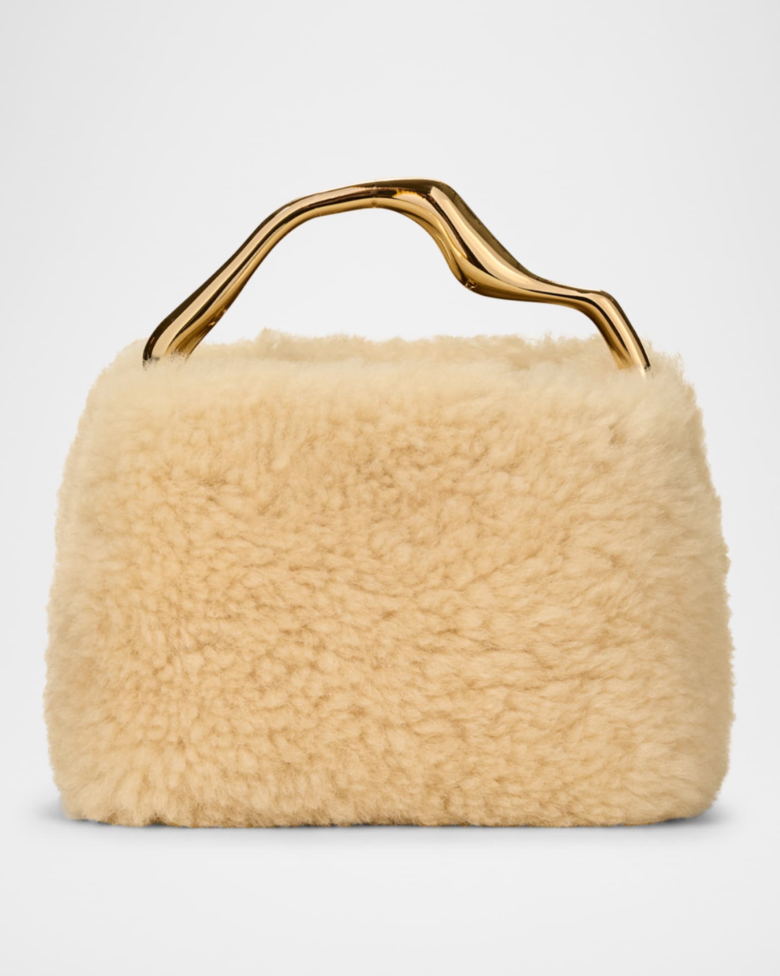 Cult Gaia Solene Mini Sheep Shearling Fur Top Handle Bag Neiman Marcus
