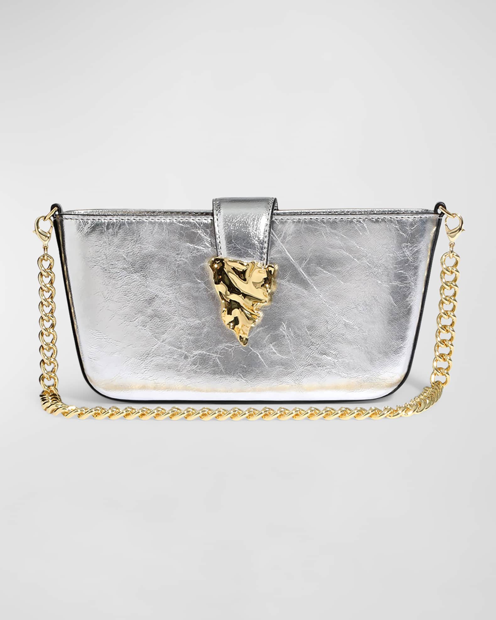 The Crumple Convertible Metallic Leather Crossbody Bag 0