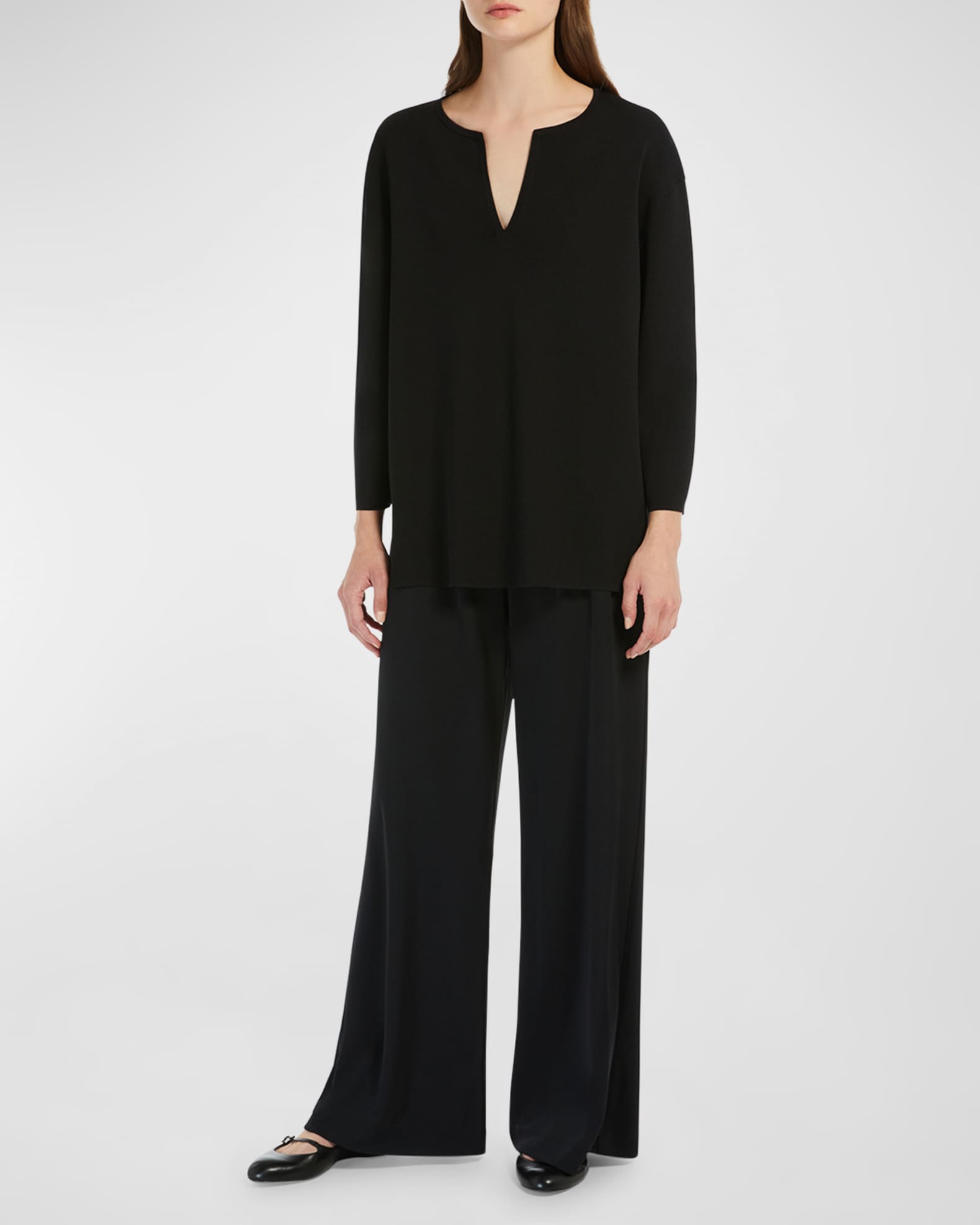 【国内発送】 Sottile Split-Neck Blouse Crepe Viscose トップス