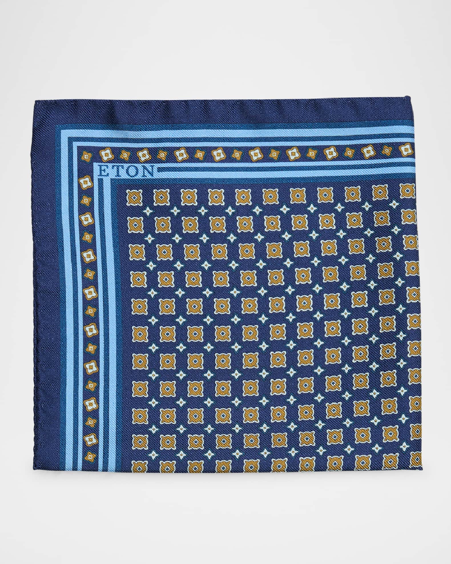 Men's Silk Twill Medallion Pocket Square 0