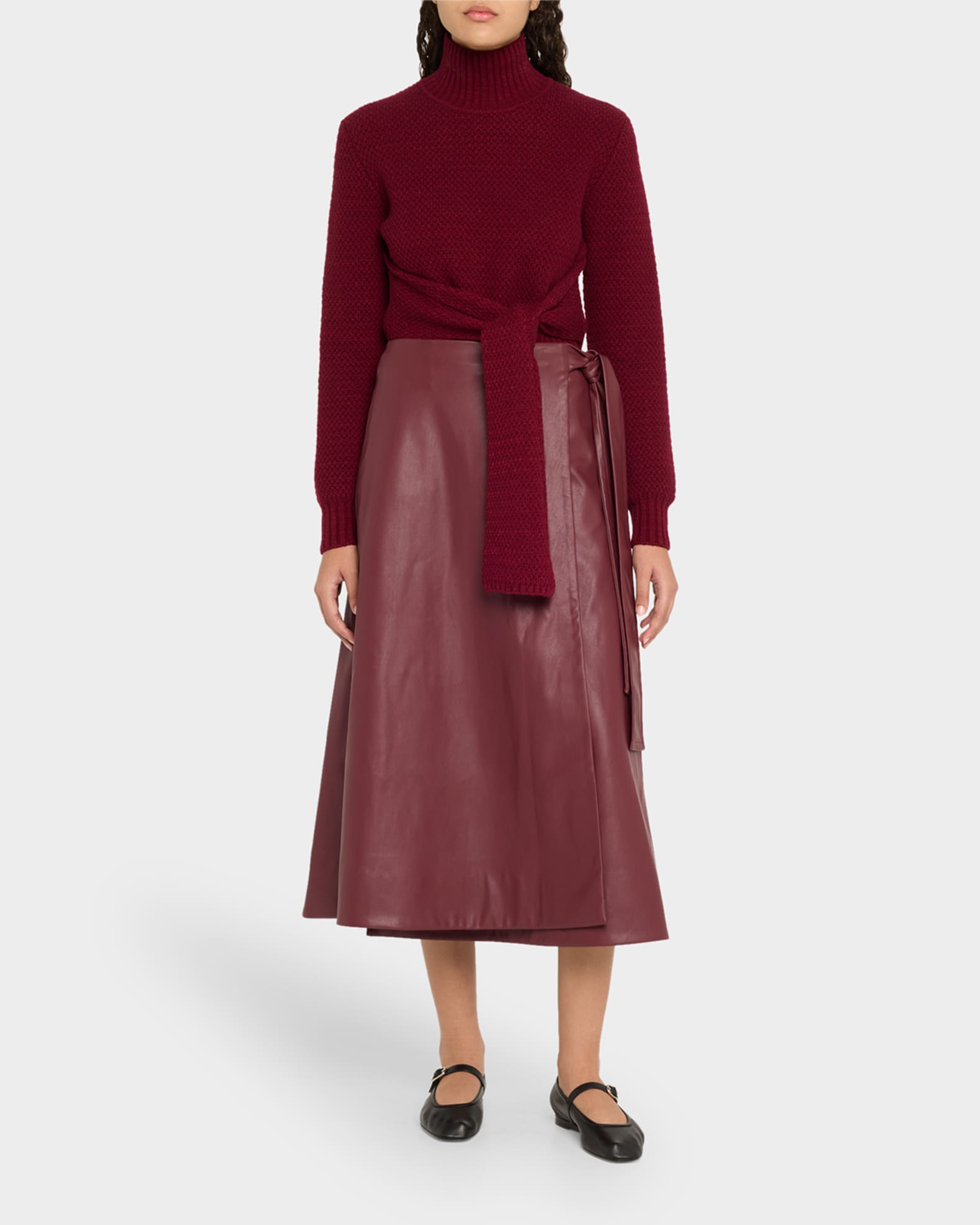 Aspen Wool and Cashmere Tie-Front Turtleneck Sweater 1