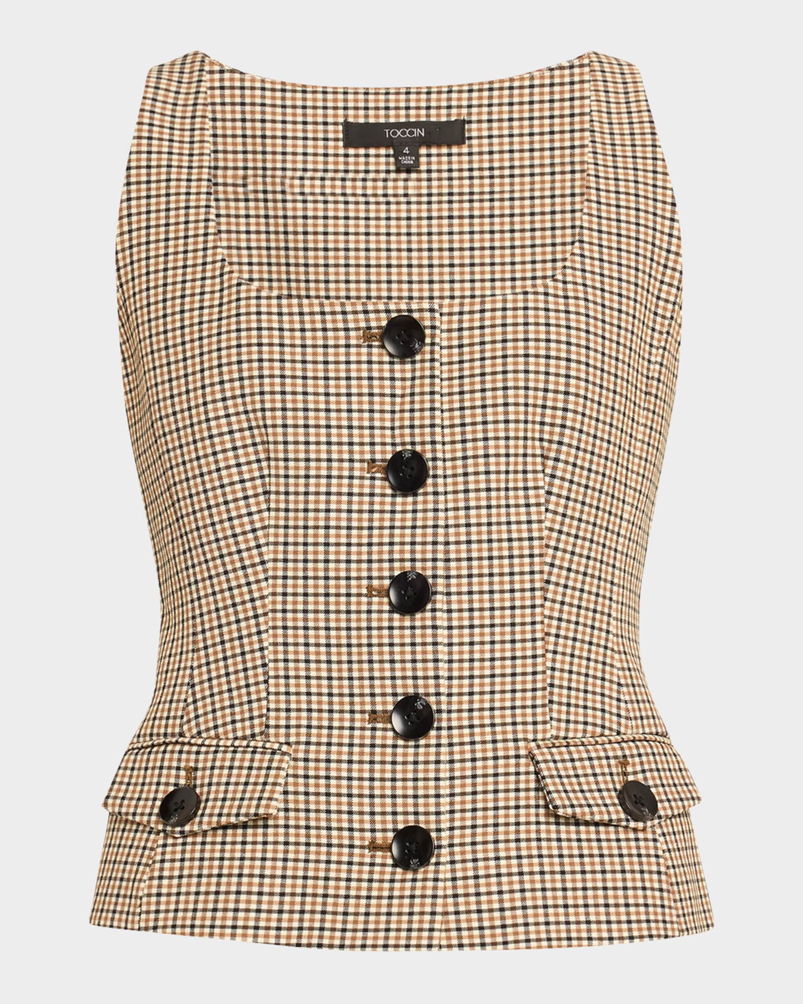 Georgia Plaid Scoop-Neck Vest 0