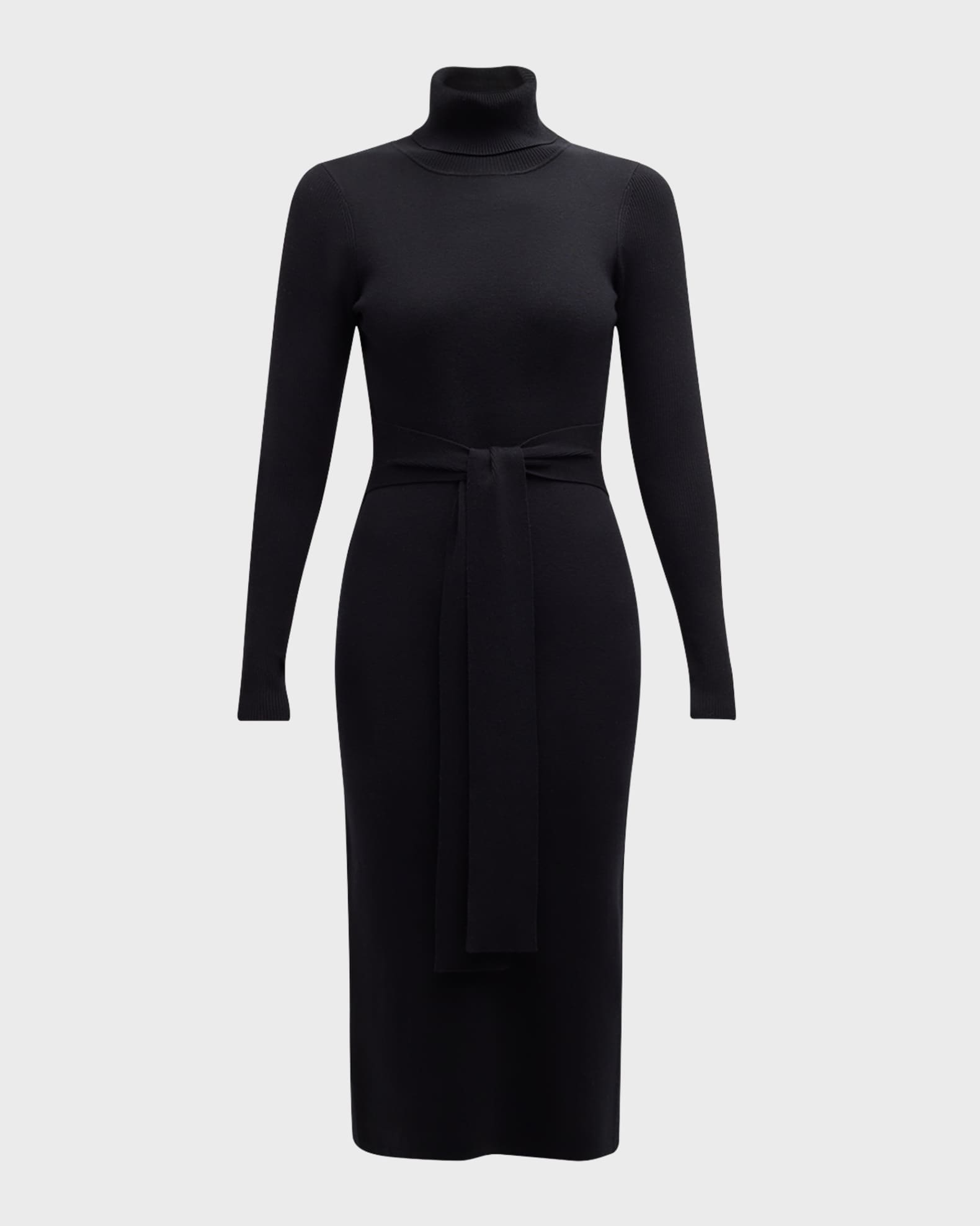 Logan Turtleneck Tie-Front Midi Dress 0