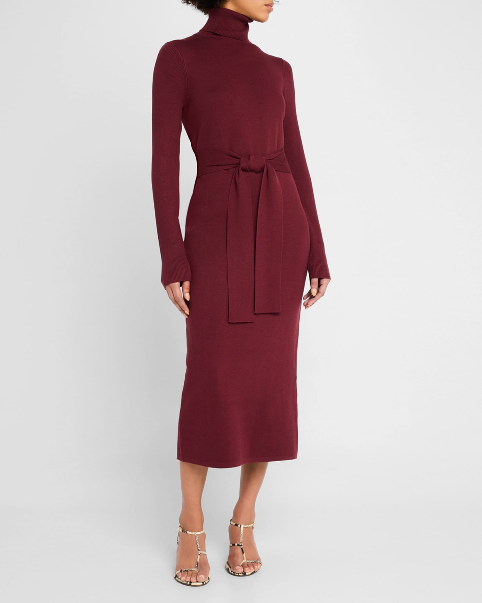 Logan Turtleneck Tie-Front Midi Dress 1