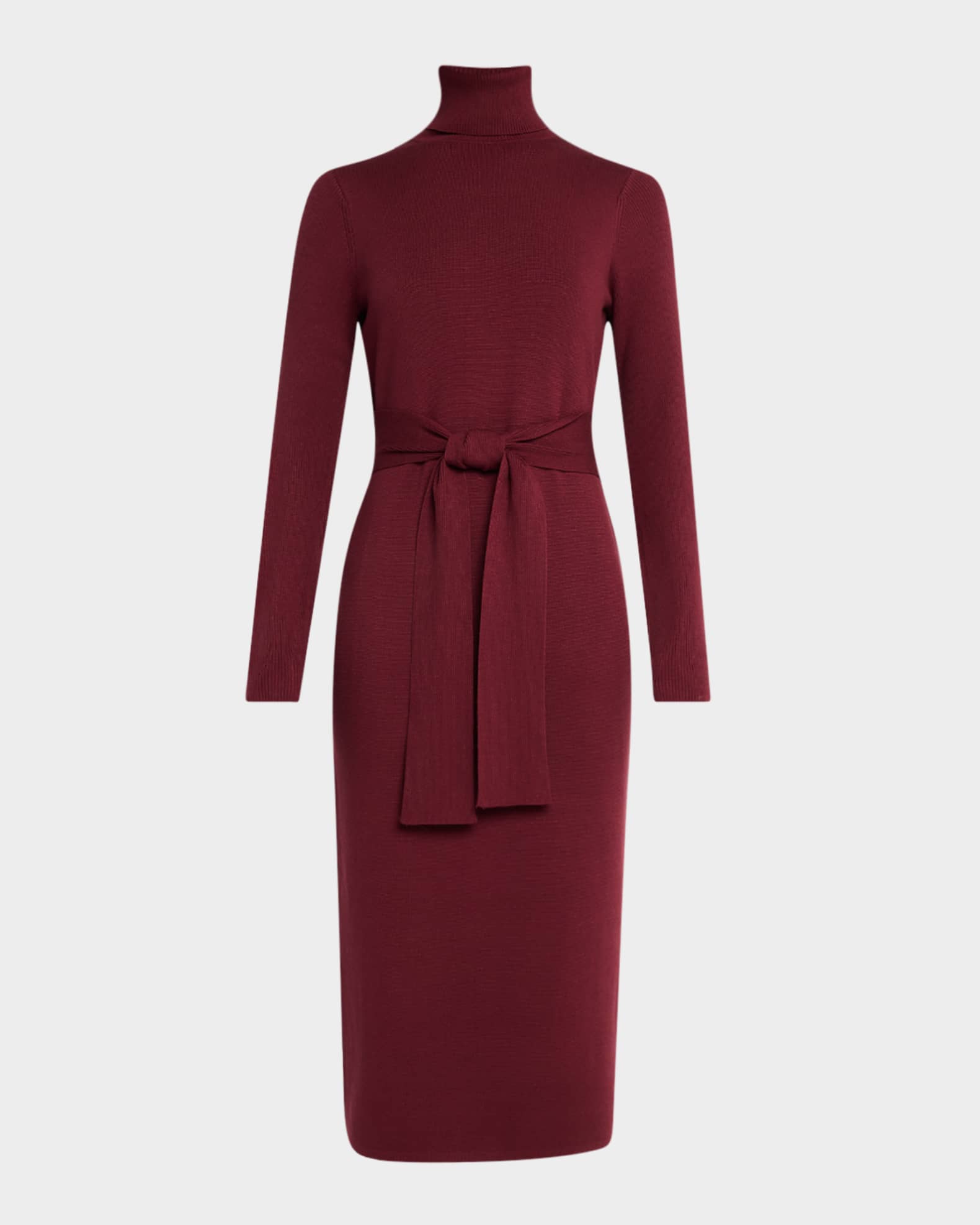 Logan Turtleneck Tie-Front Midi Dress 0