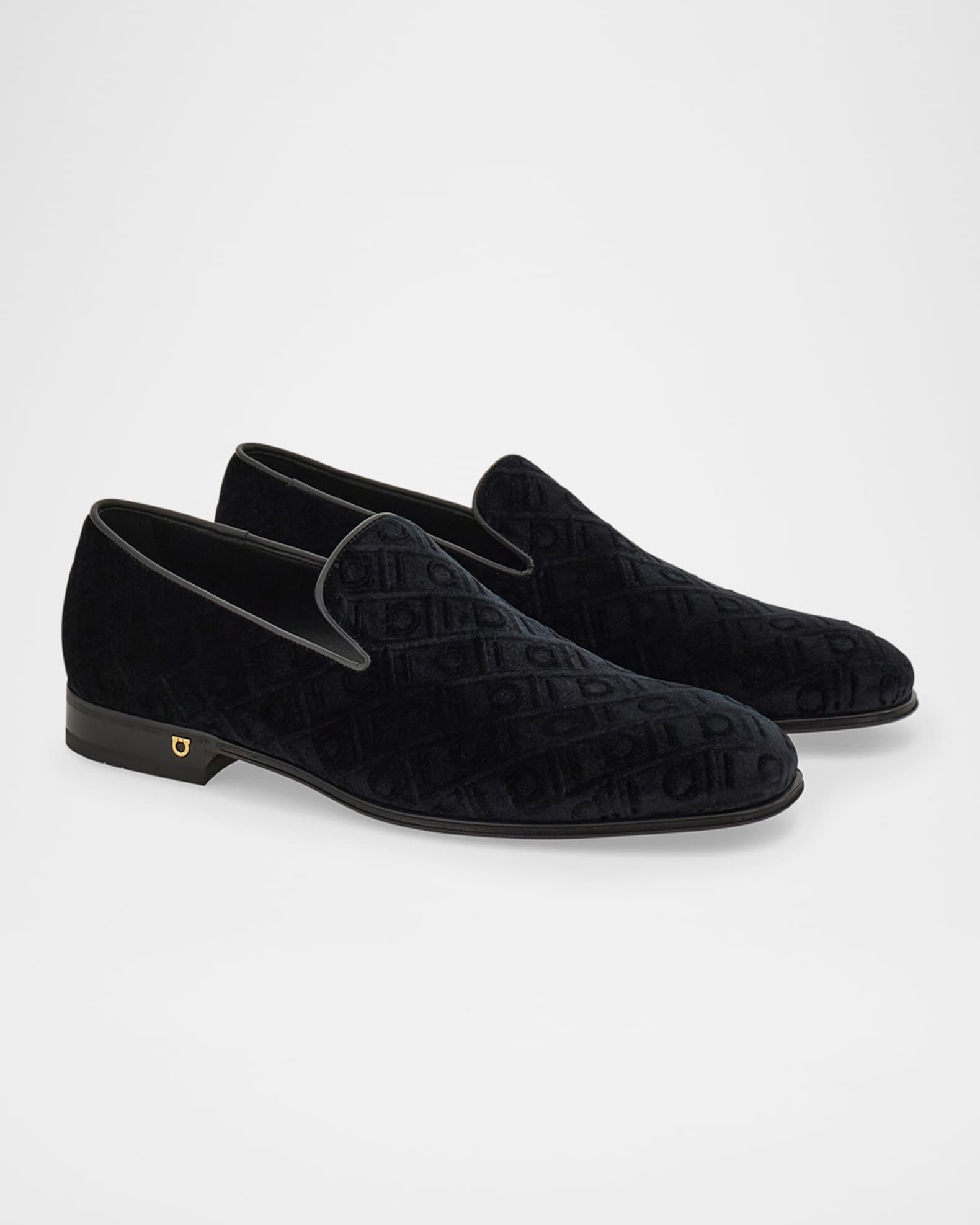 Men's Berry Monogram Velvet Loafers 1