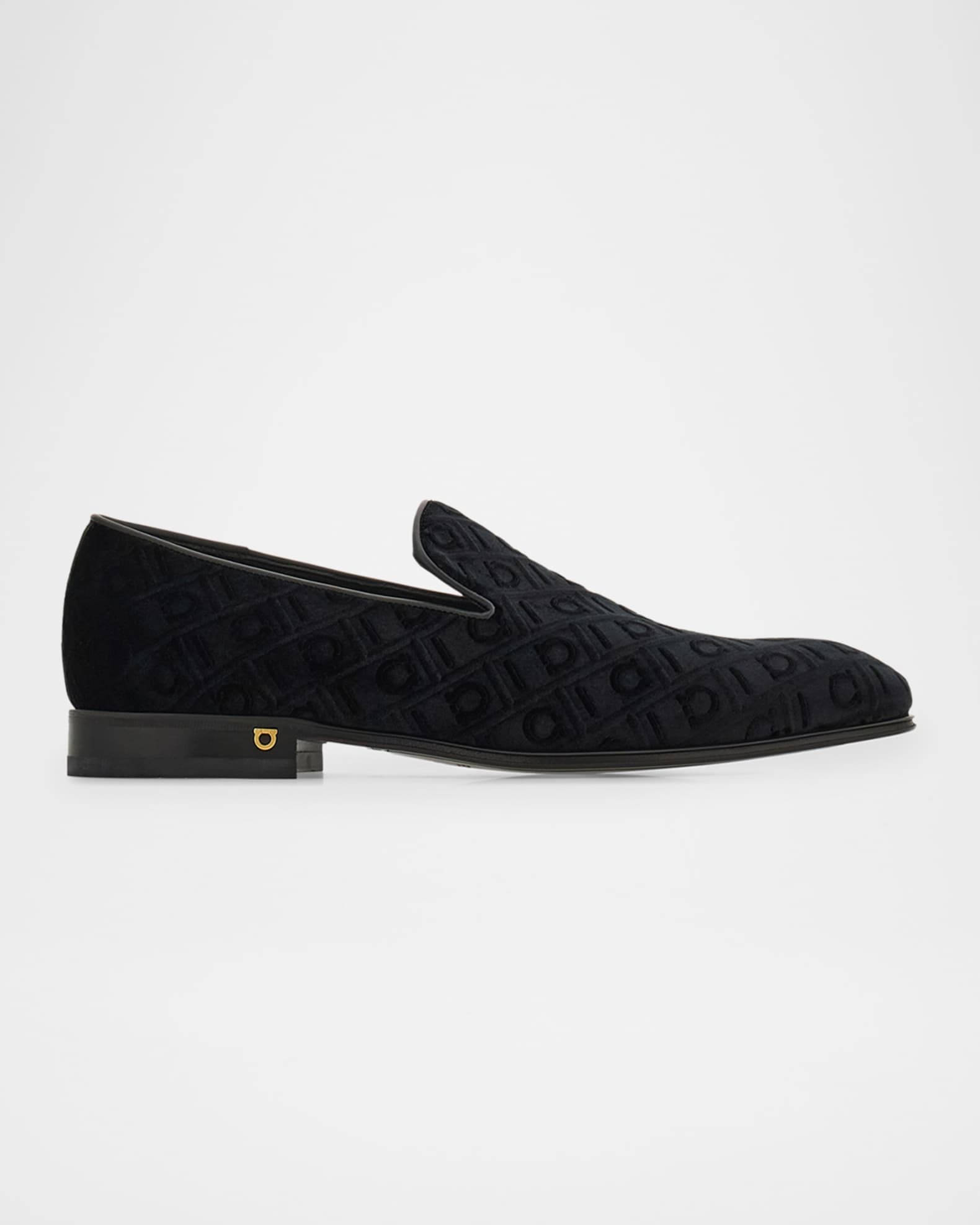 Men's Berry Monogram Velvet Loafers 0
