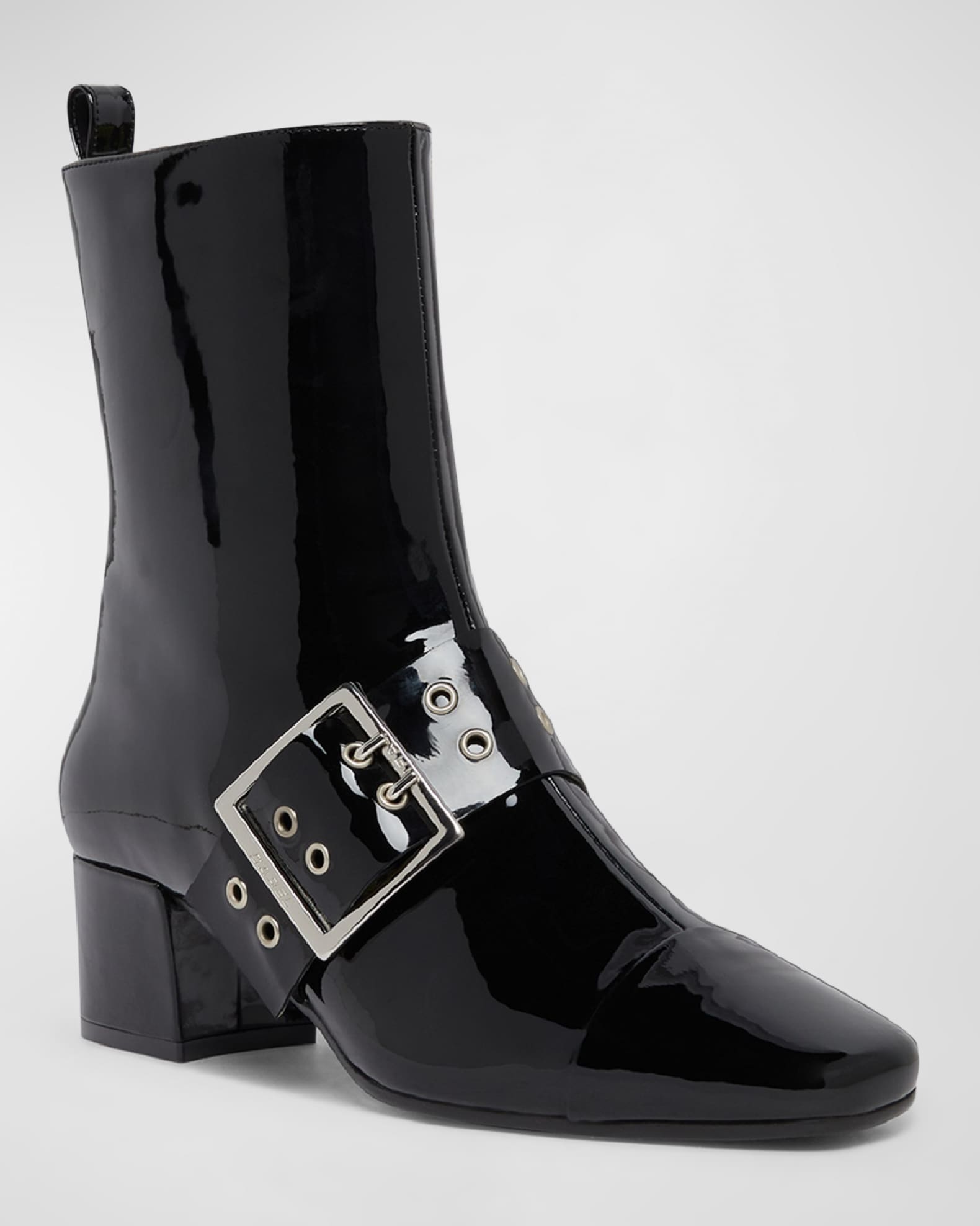Patent buckle boots deals