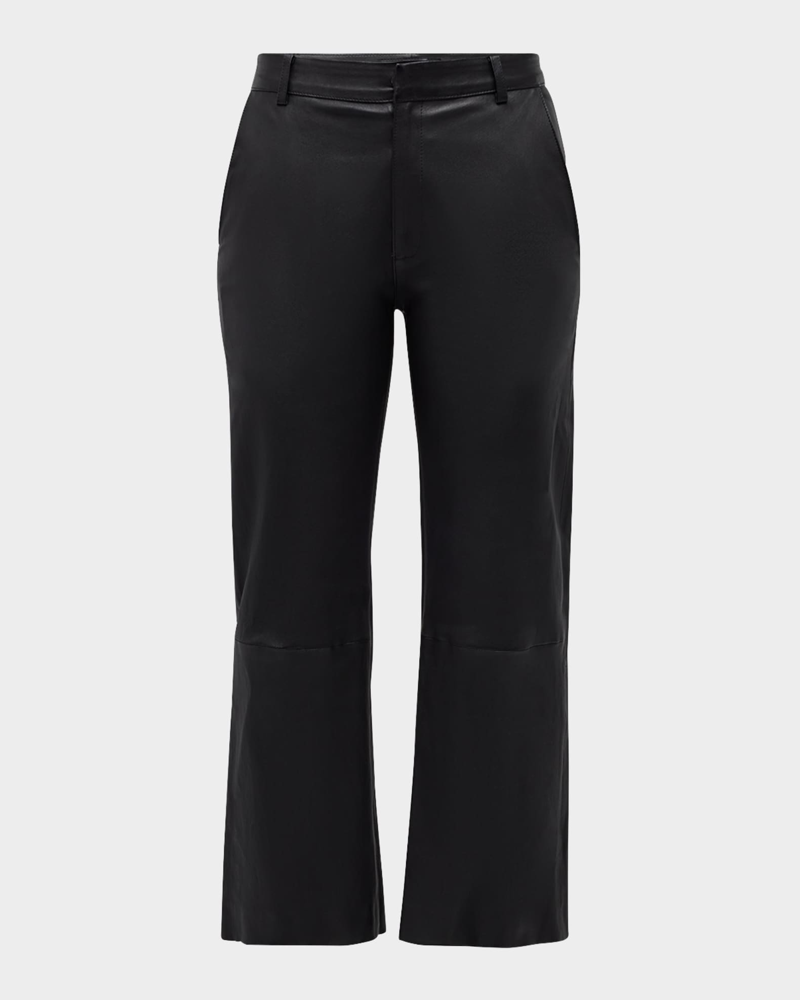 Cropped Baggy Low-Rise Leather Trousers 0
