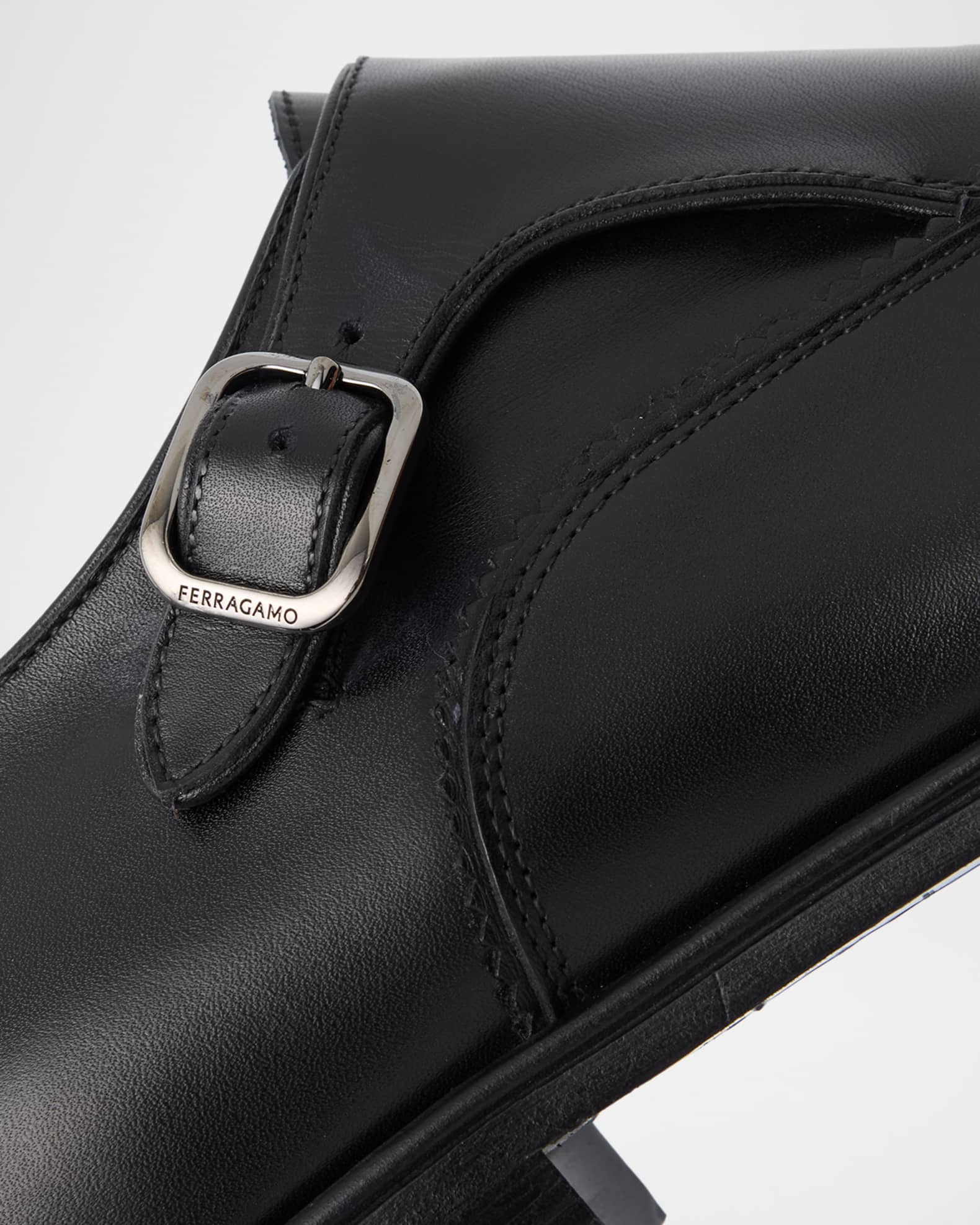 Ferragamo Men's Leather Monk Strap Loafers | Neiman Marcus