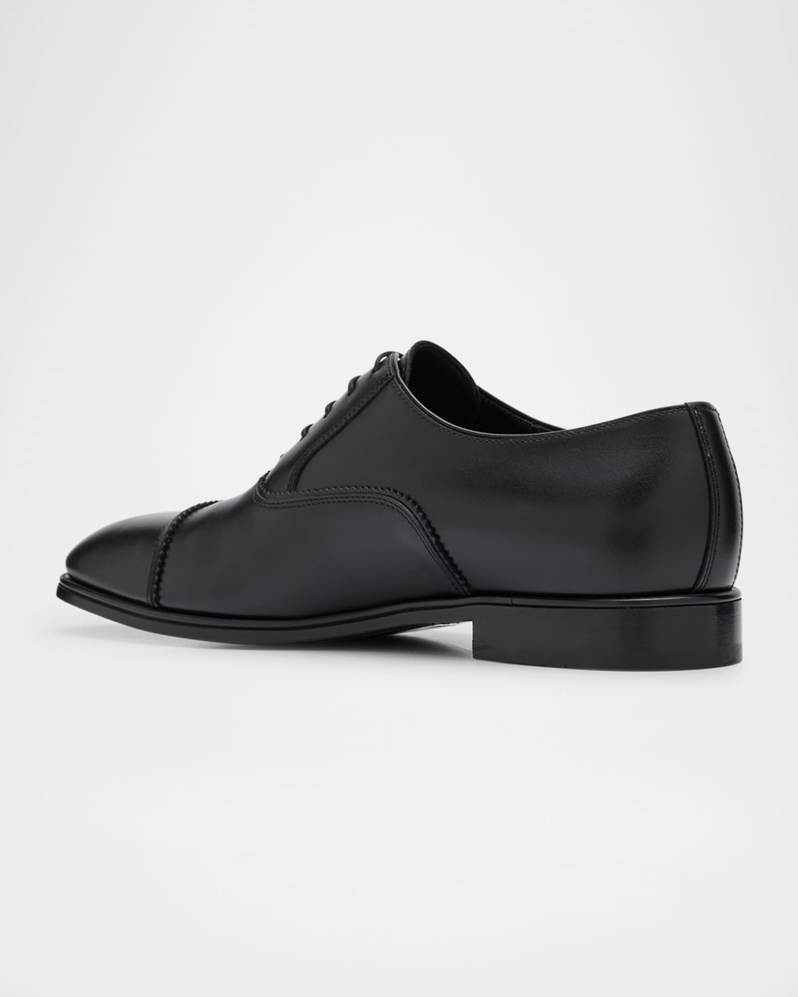 Men's Boston Brogue Leather Cap-Toe Oxfords 1