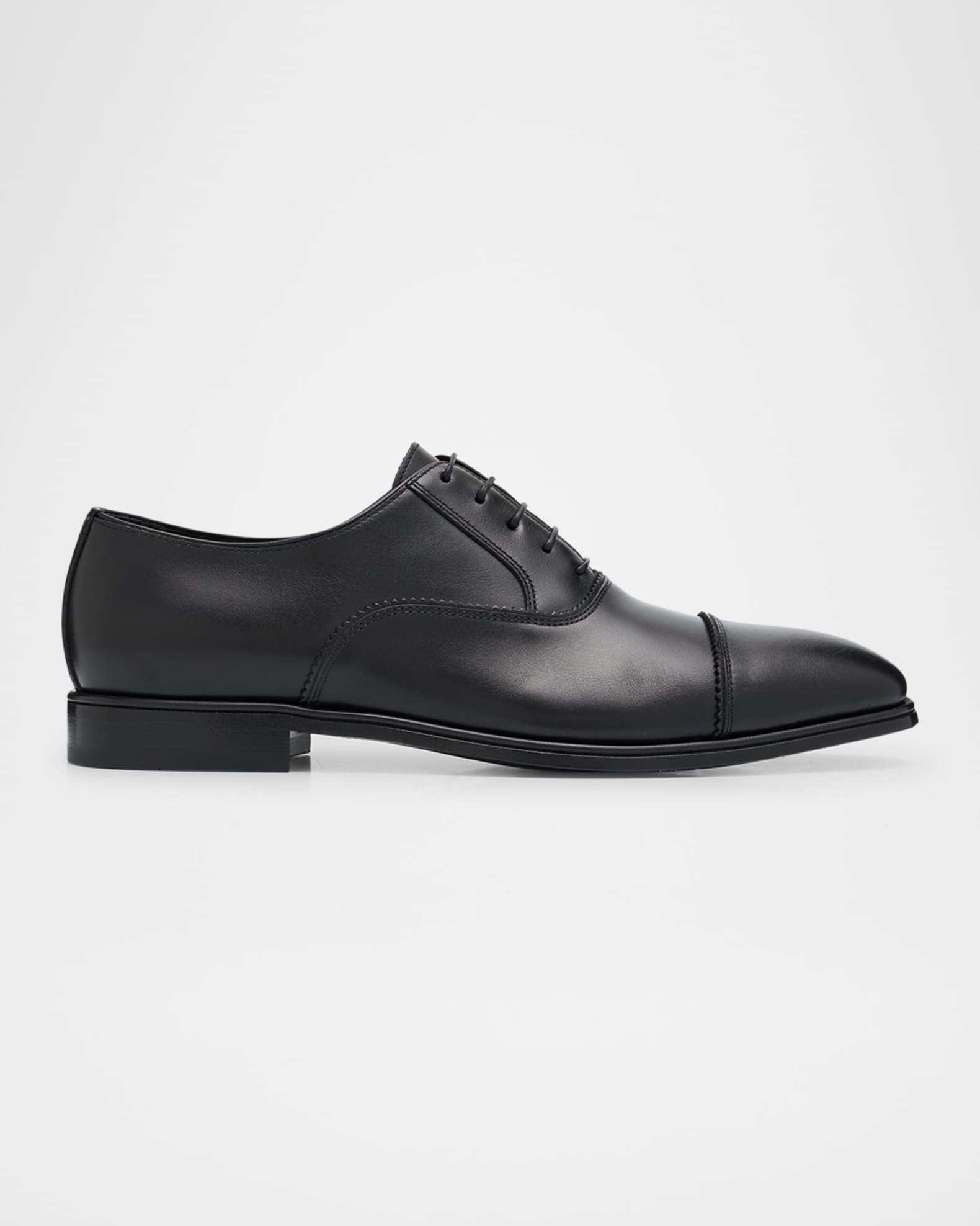 Men's Boston Brogue Leather Cap-Toe Oxfords 0