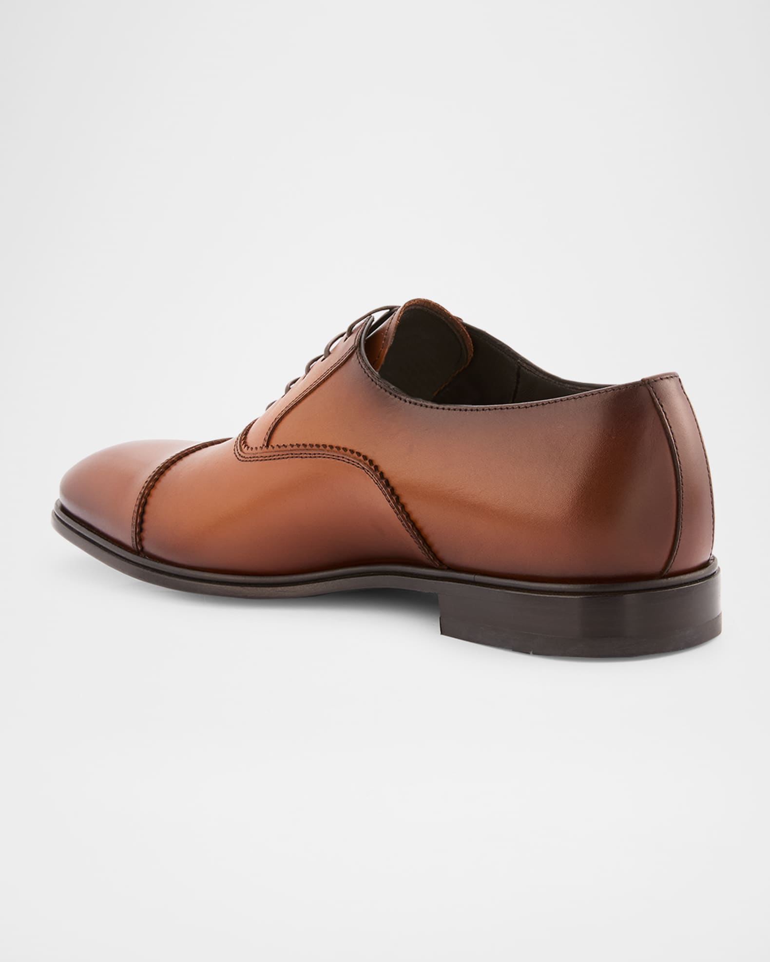 Men's Boston Brogue Leather Cap-Toe Oxfords 1