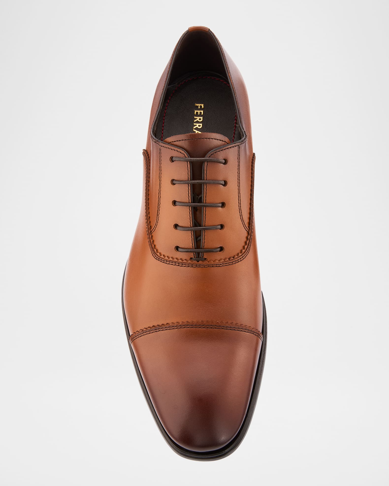 Ferragamo Men's Boston Brogue Leather Cap-Toe Oxfords