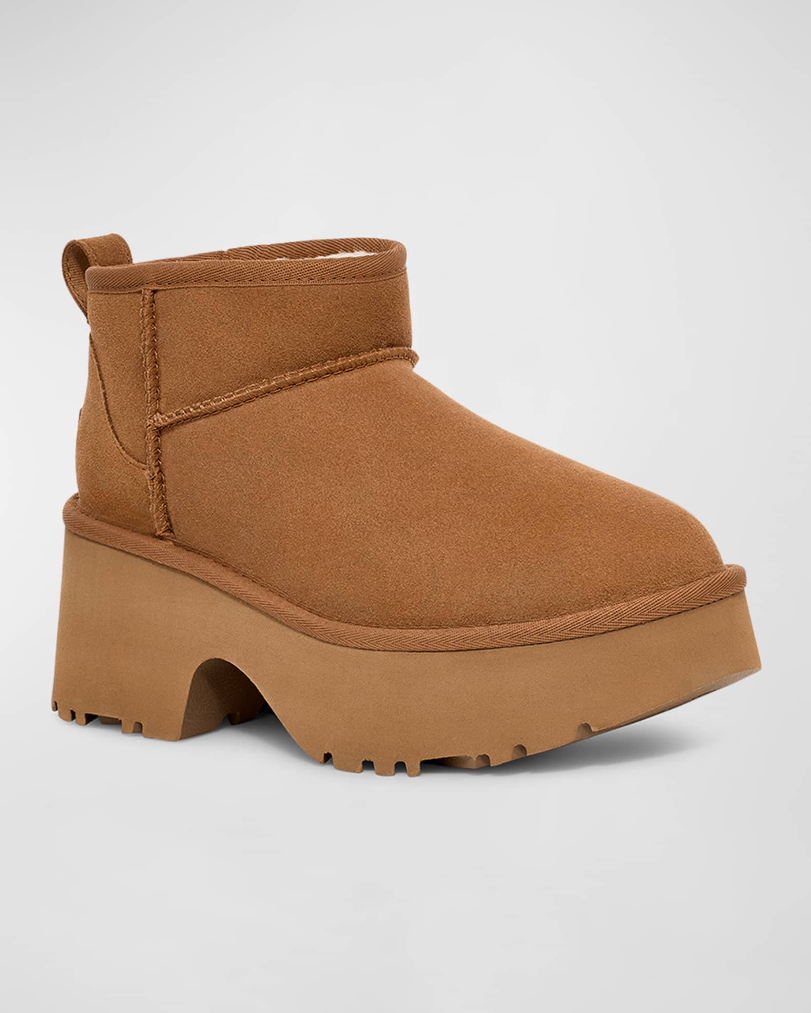 UGG Mini New Heights Suede Ankle Booties Neiman Marcus