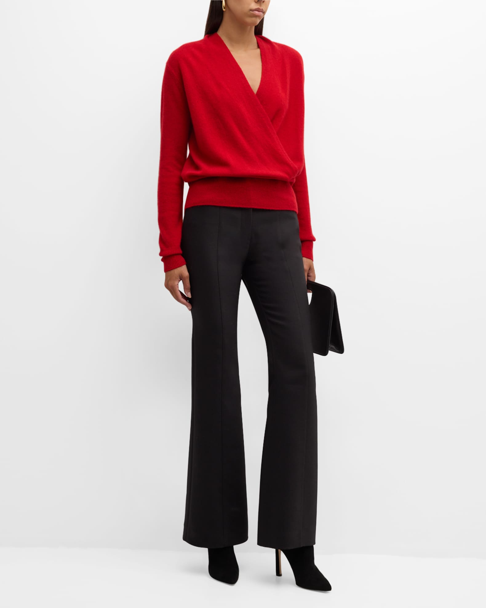 Neiman Marcus Cashmere Faux Wrap Sweater Neiman Marcus