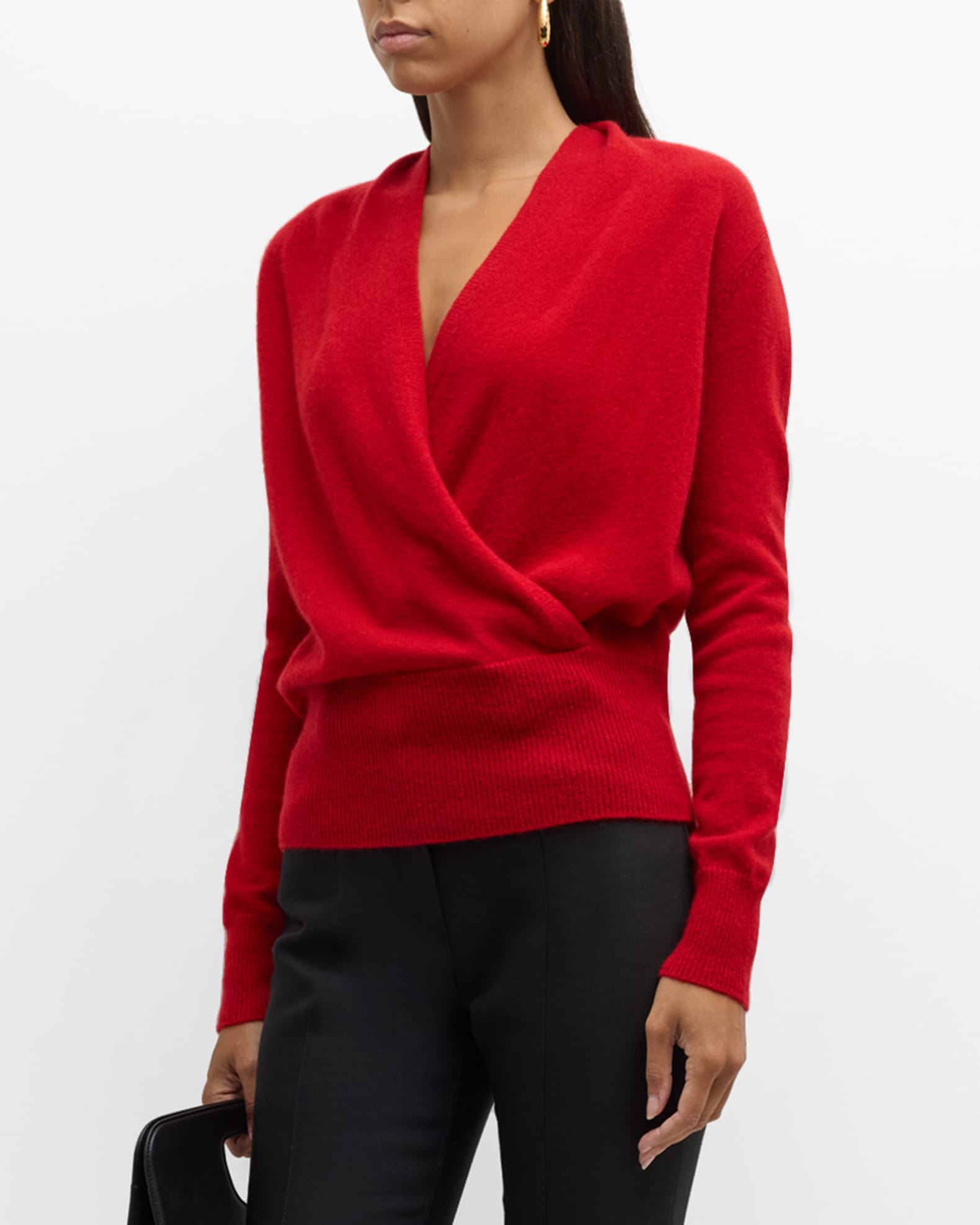 Neiman Marcus Cashmere Faux Wrap Sweater Neiman Marcus