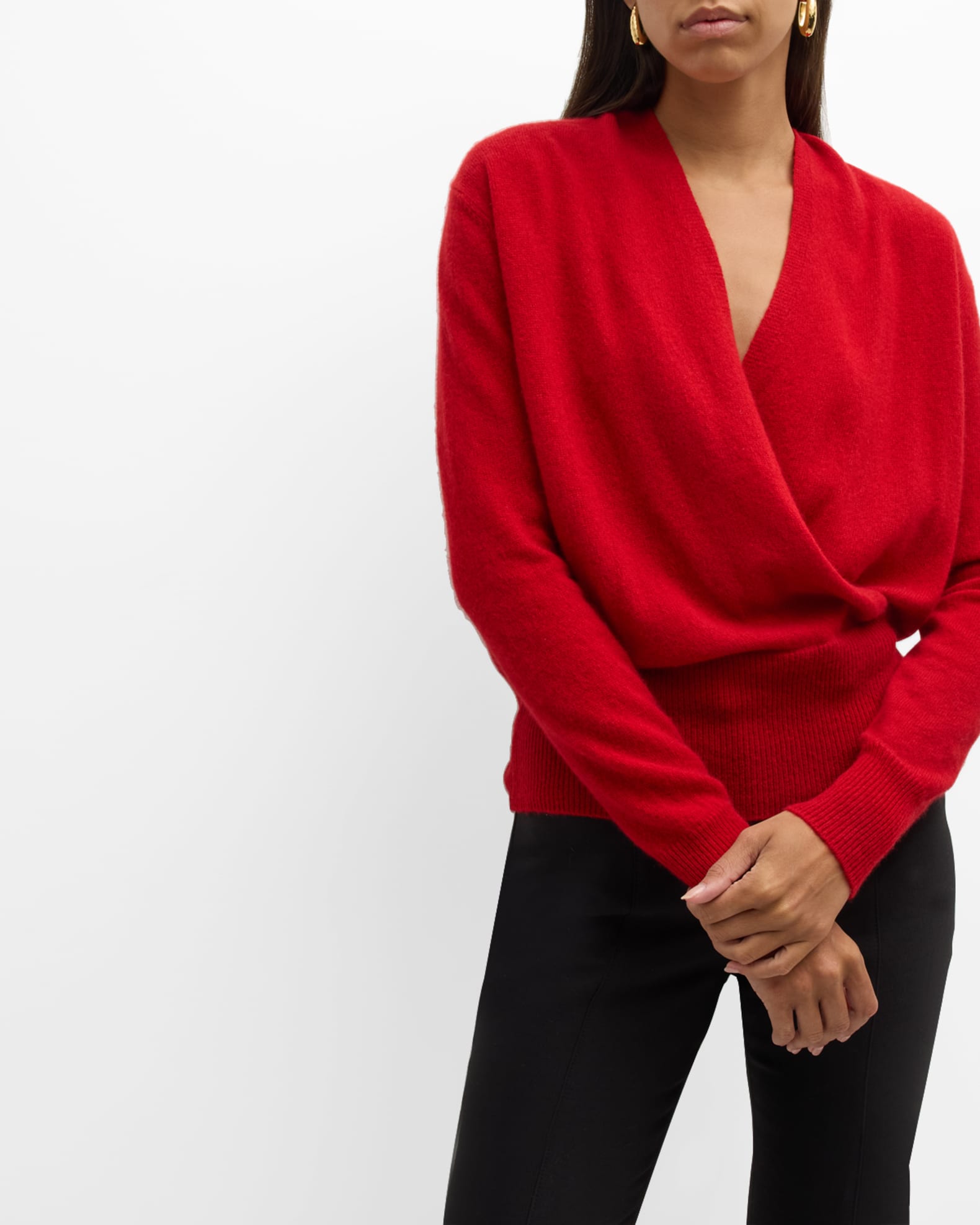 Cashmere faux wrap sweater clearance