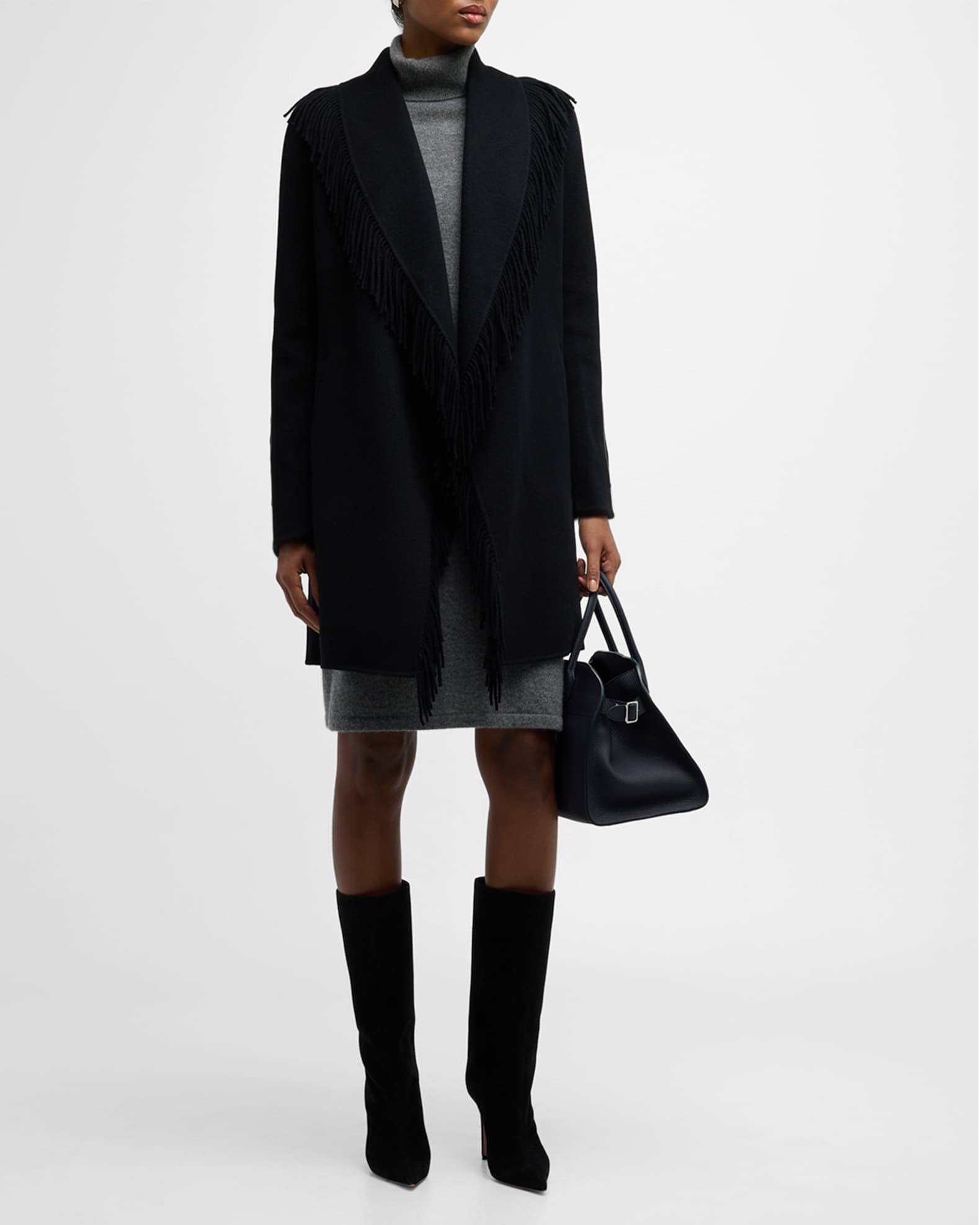 Fringe Cashmere Wrap Coat 1