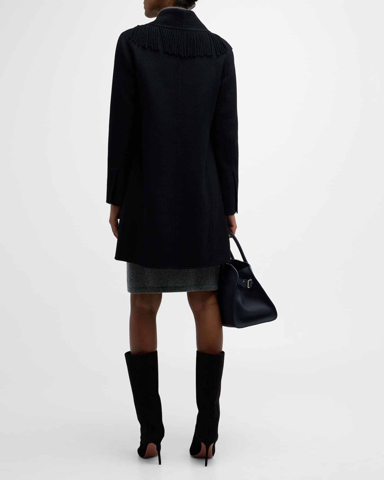 Neiman Marcus Cashmere Collection Fringe Cashmere Wrap Coat Neiman Marcus
