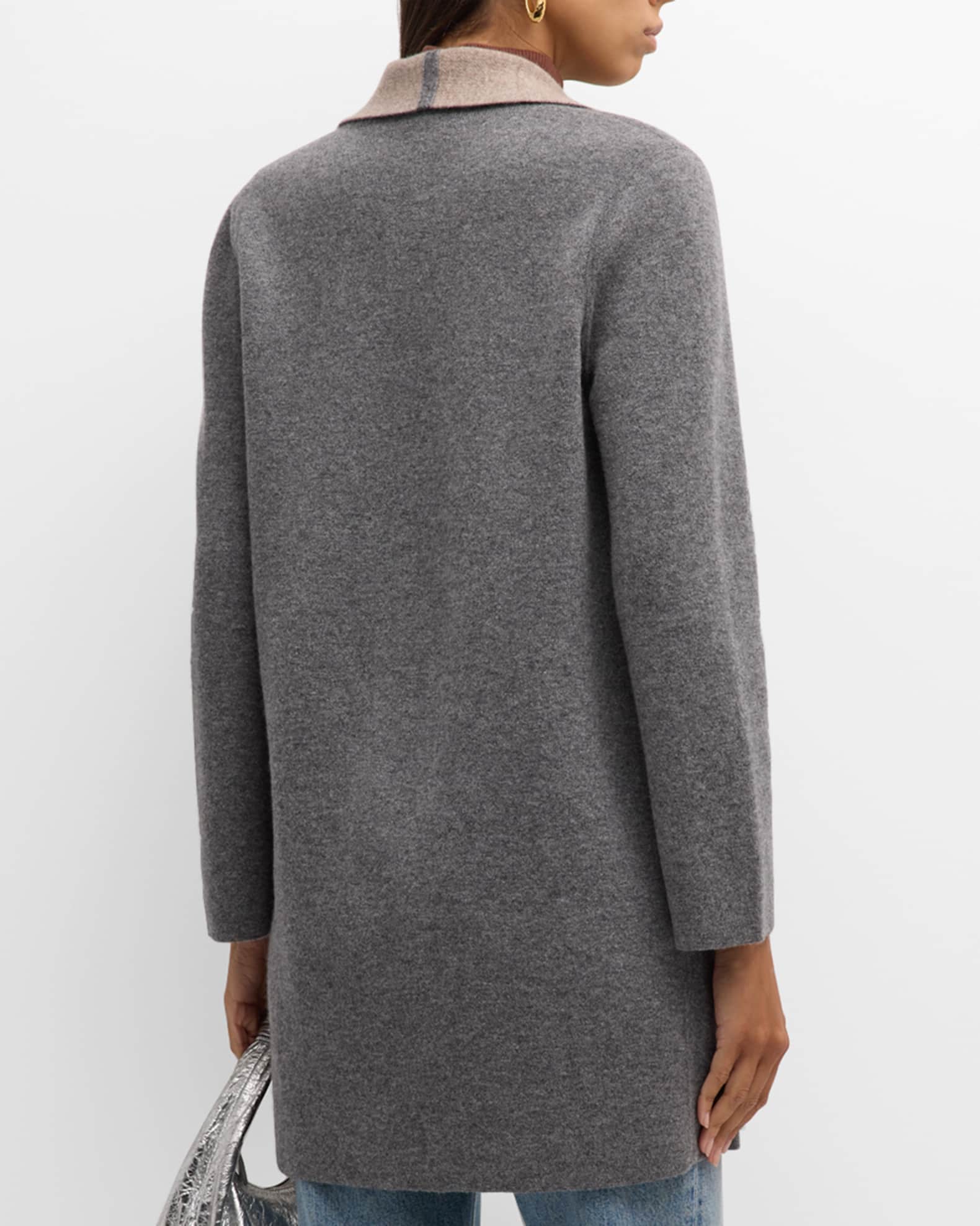 Cashmere Double Knit Two Tone Cardigan