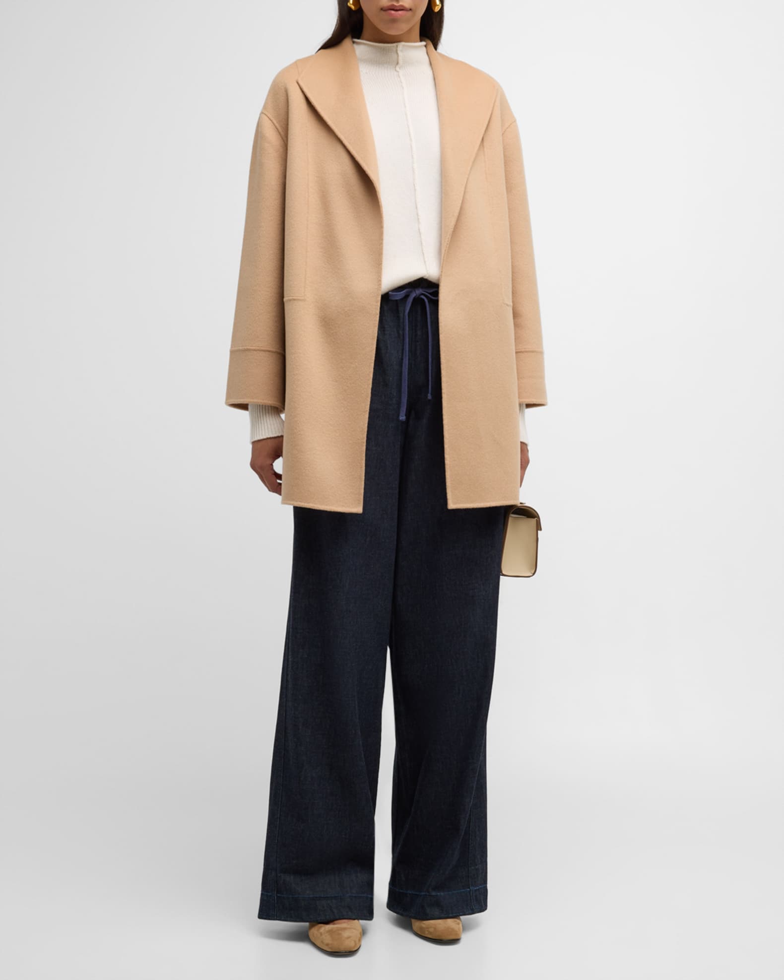 Neiman Marcus Cashmere Collection Open Front Cashmere Car Coat Camel Women s XS Coats Jackets Outerwear Wool Coats