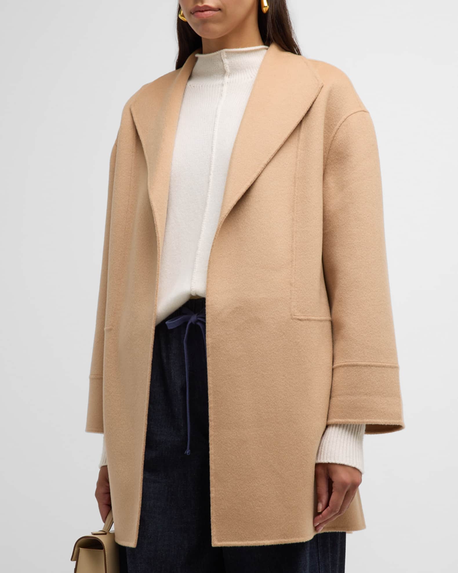 Open Front Cashmere Car Coat