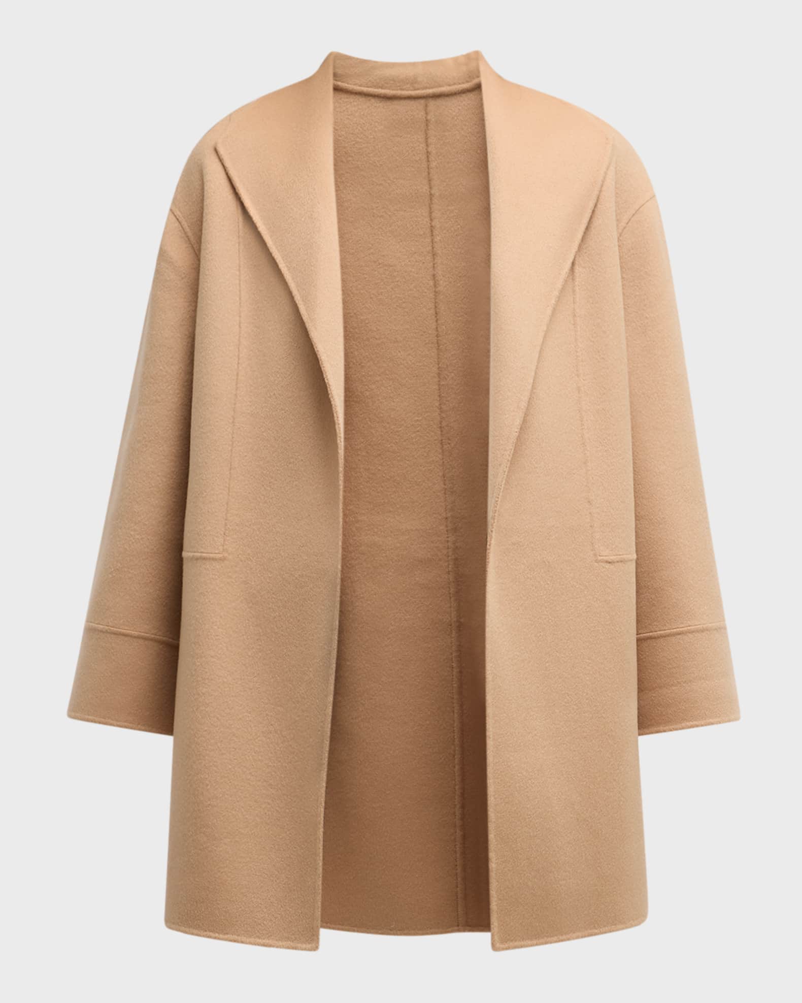 Neiman Marcus Open Front Cashmere Car Coat Camel