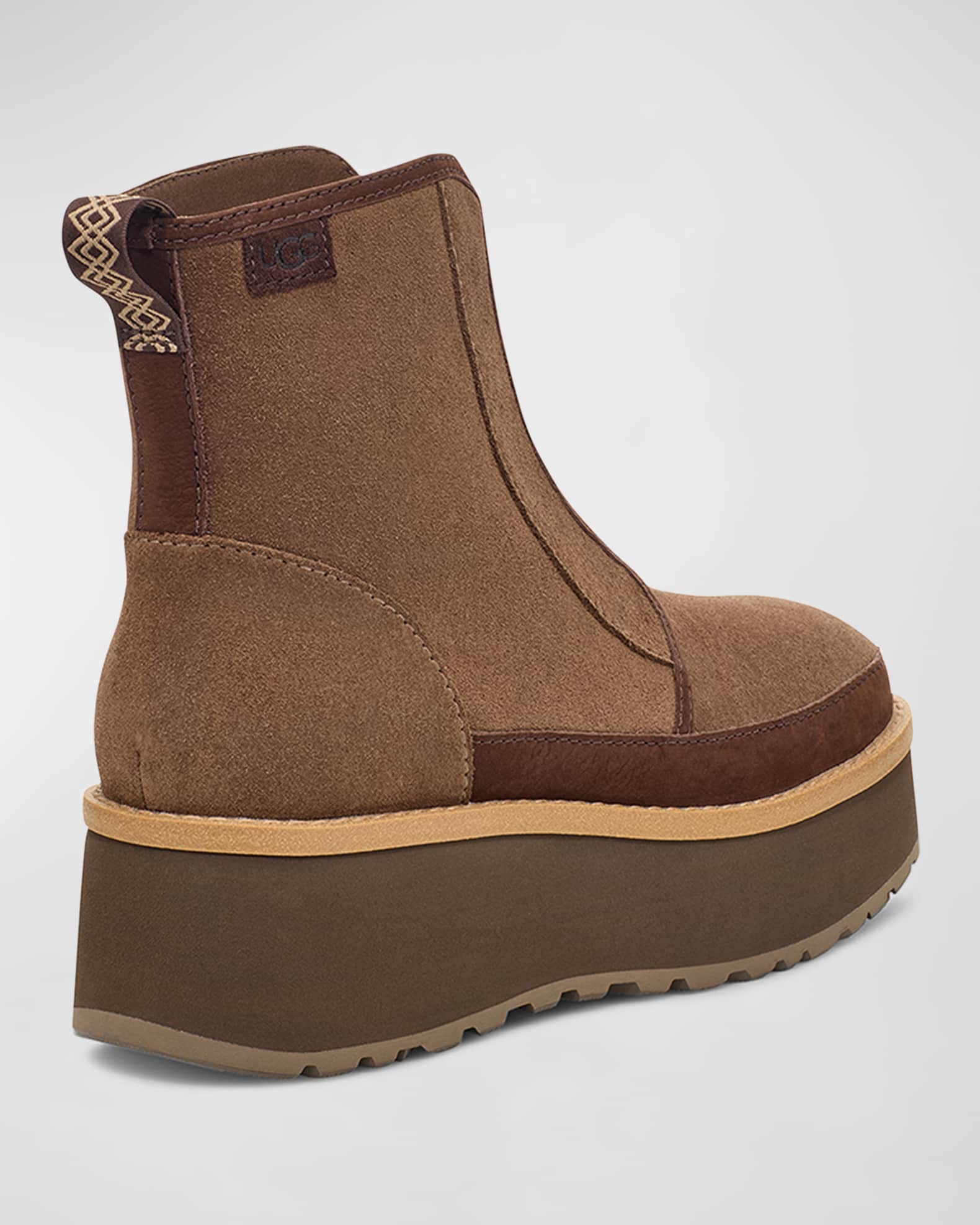 UGG Cityfunc Suede Zip Flatform Booties Neiman Marcus