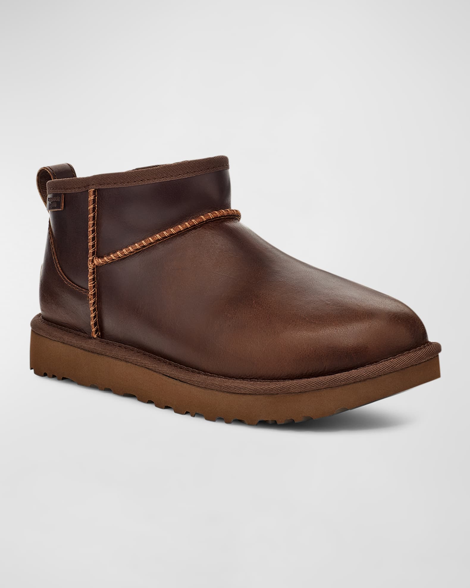 UGG Classic Ultra Mini Leather Cozy Ankle Boots Neiman Marcus