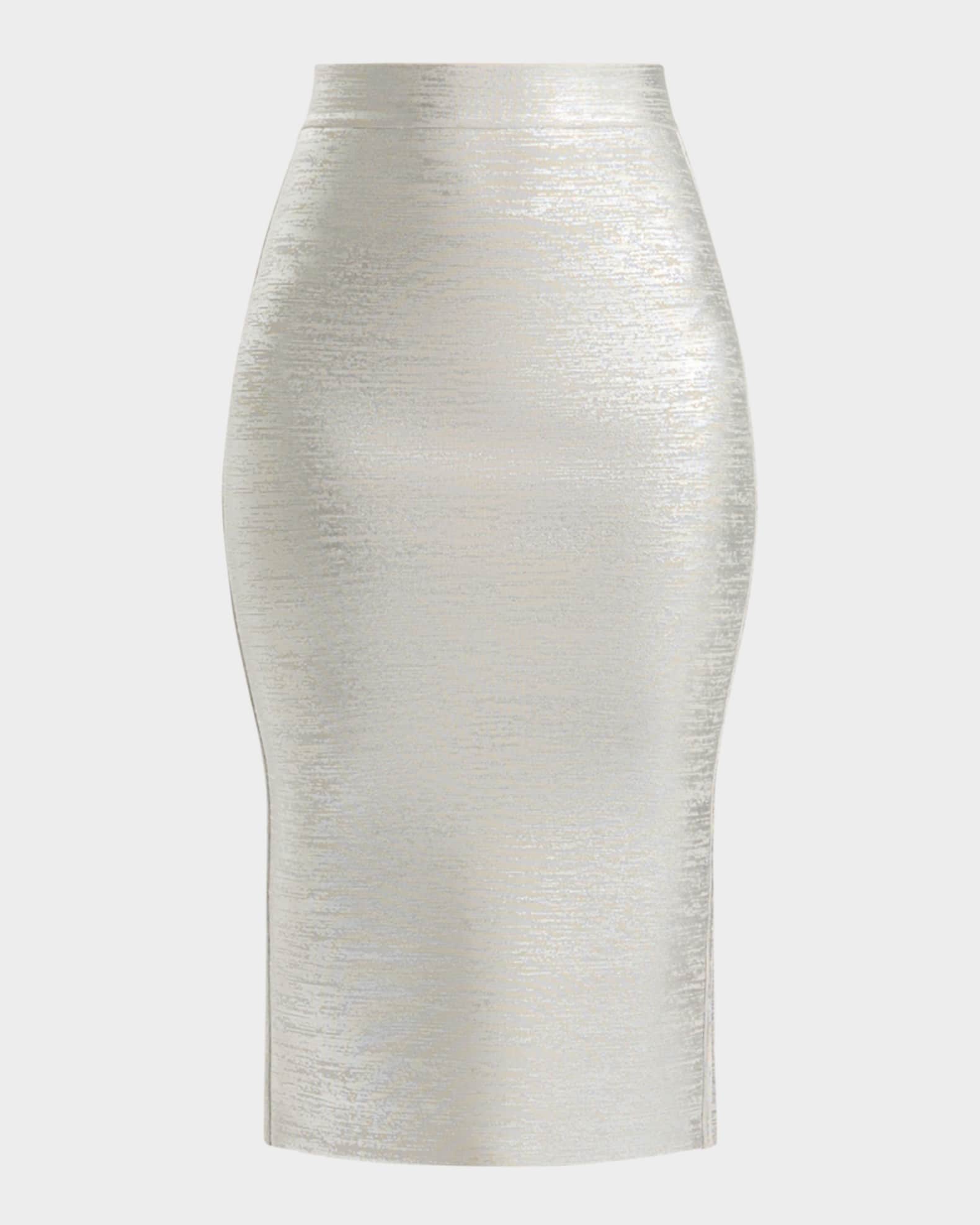Elena Metallic Midi Pencil Skirt 0