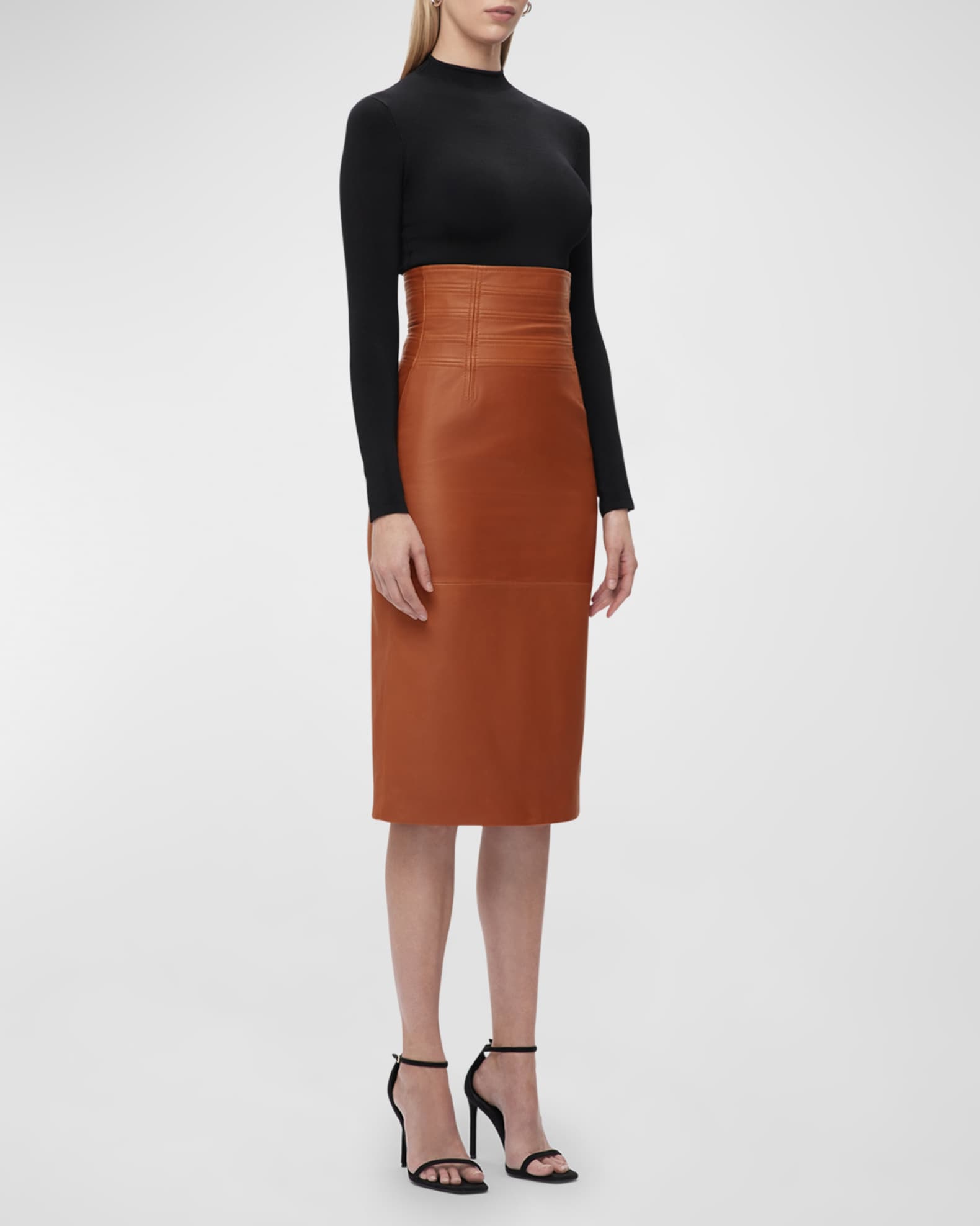 Piper Leather Midi Skirt 1