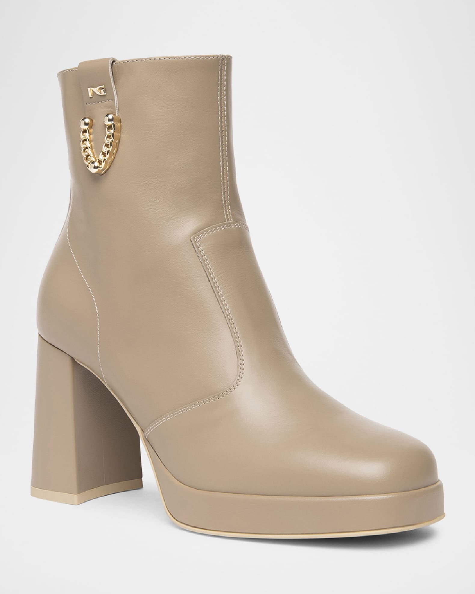 Calfskin Chain Platform Booties 1