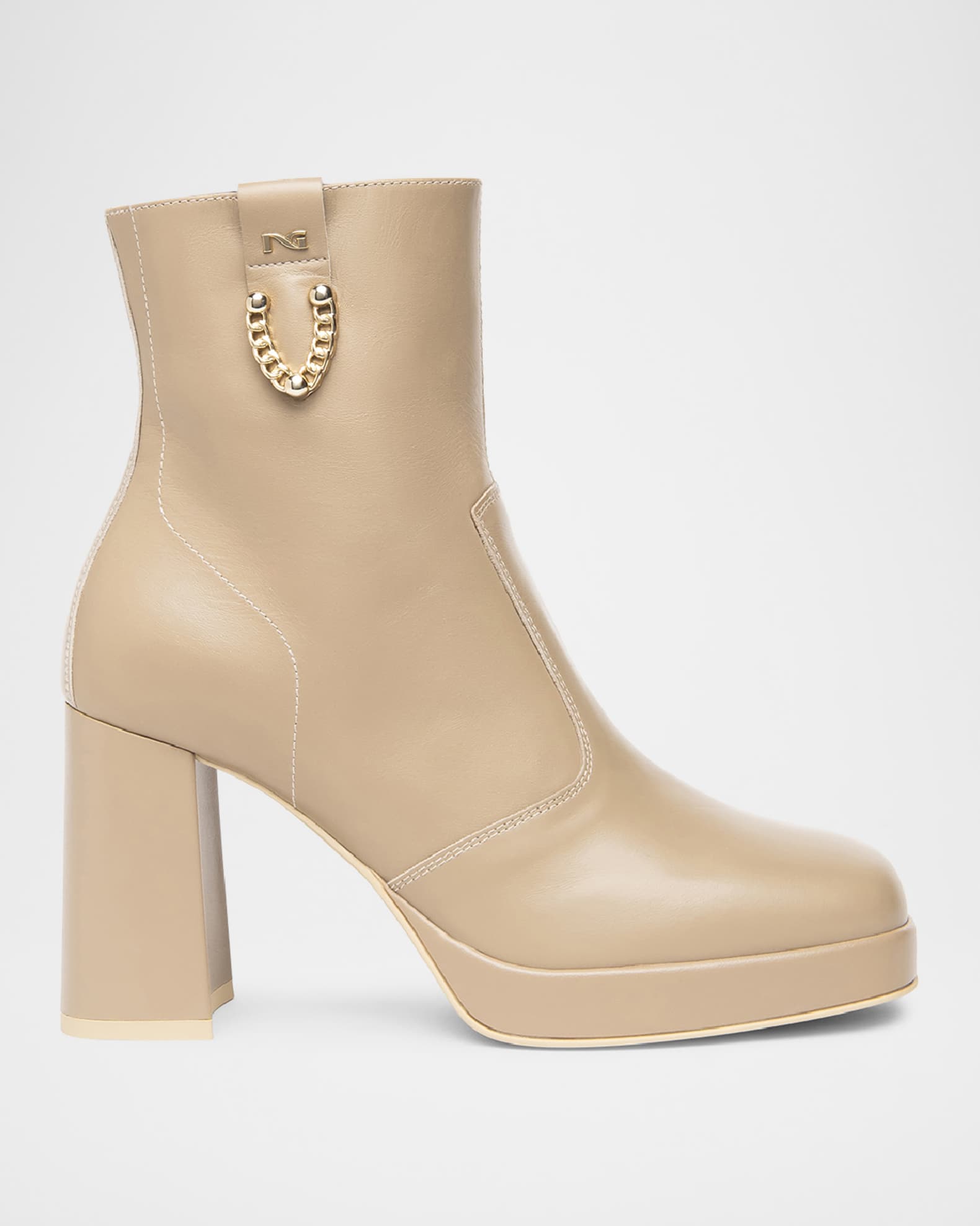 Calfskin Chain Platform Booties 0