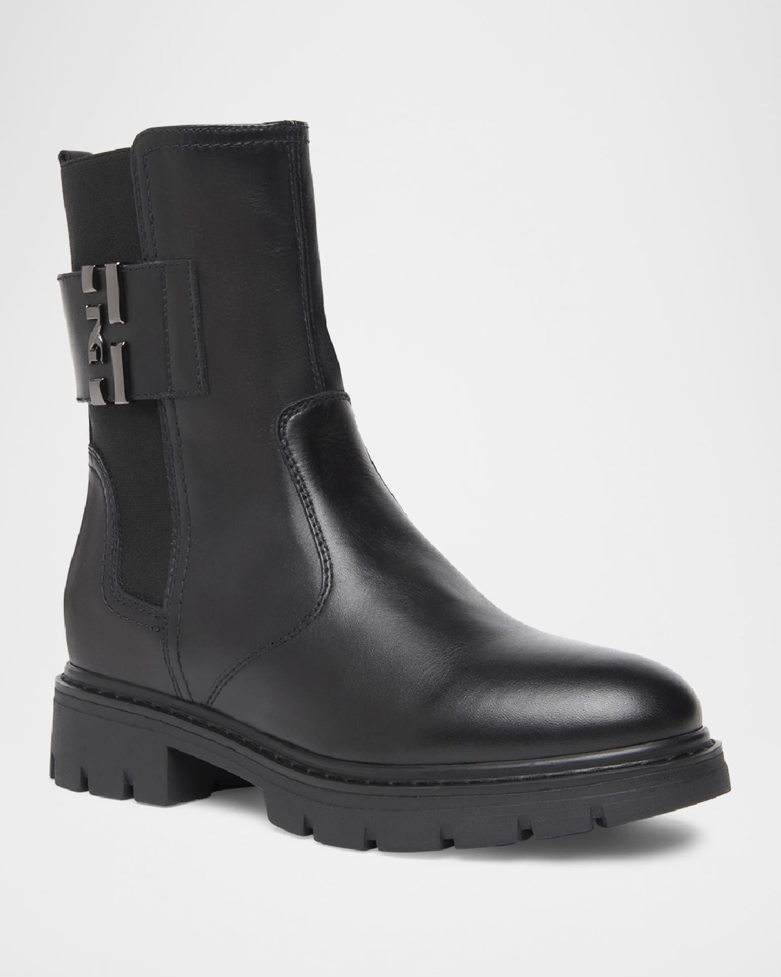 Leather Logo-Strap Chelsea Booties 1