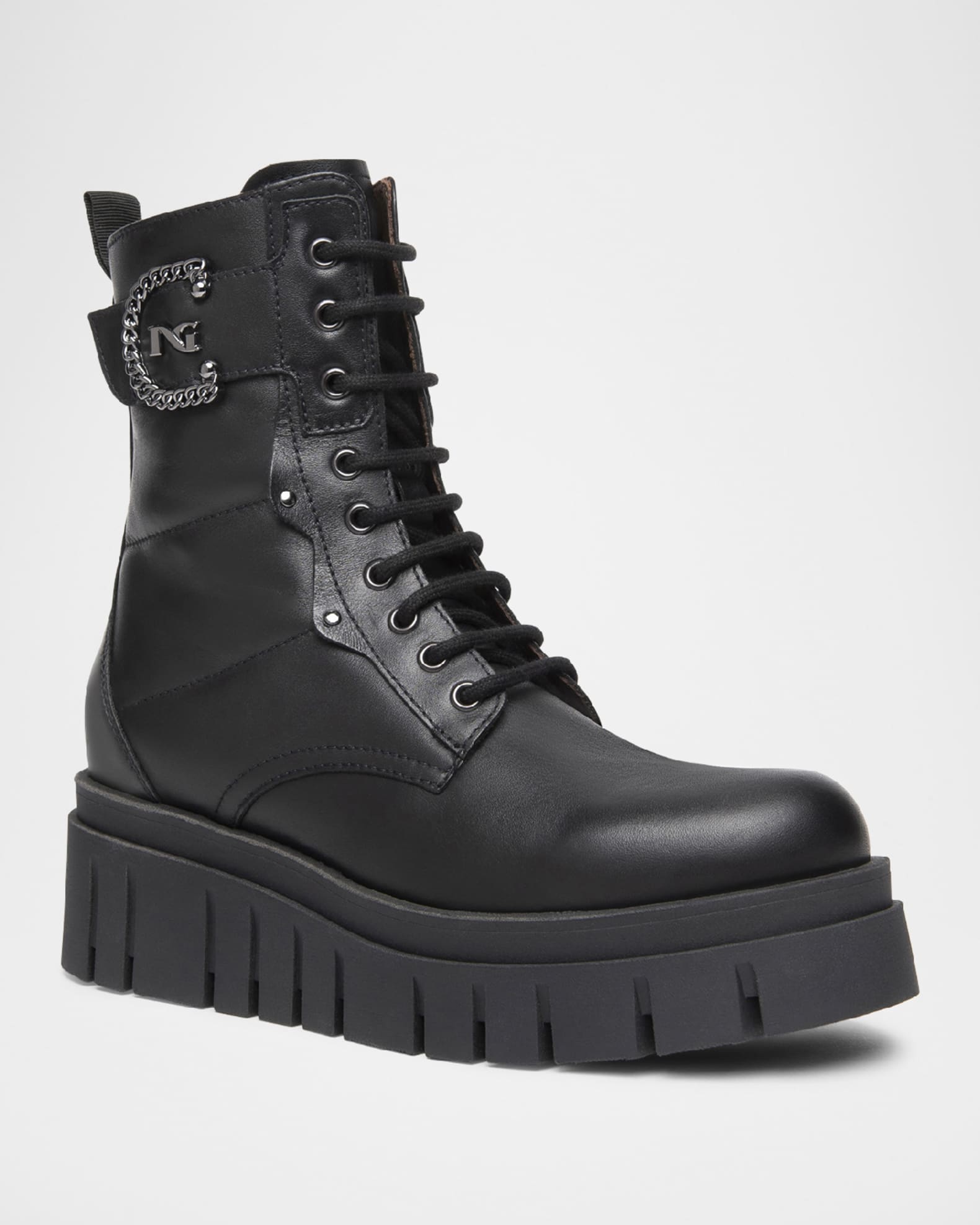 Chain Leather Flatform Desert Boots 1