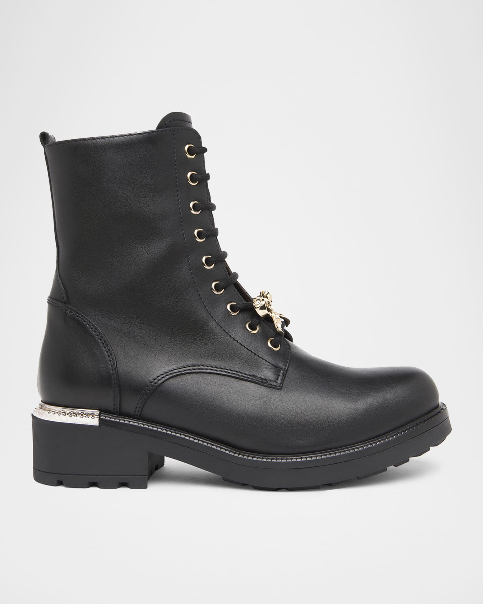 Gems Leather Bow Combat Booties 0