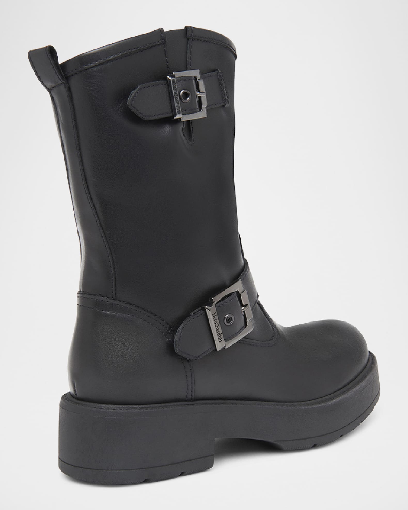 NeroGiardini Leather Buckle Short Moto Booties Neiman Marcus