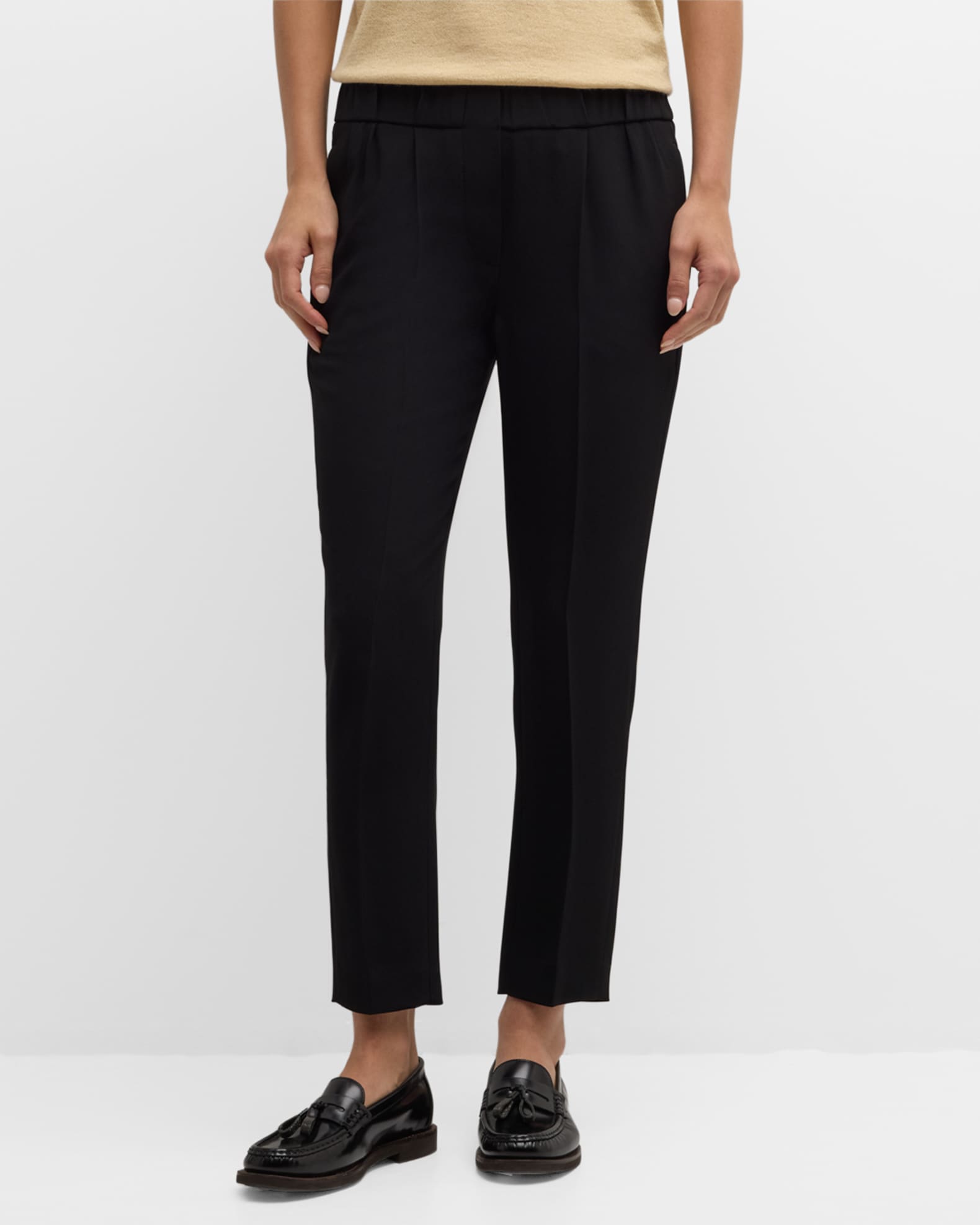 Silk Pull-On Cropped Pants 1
