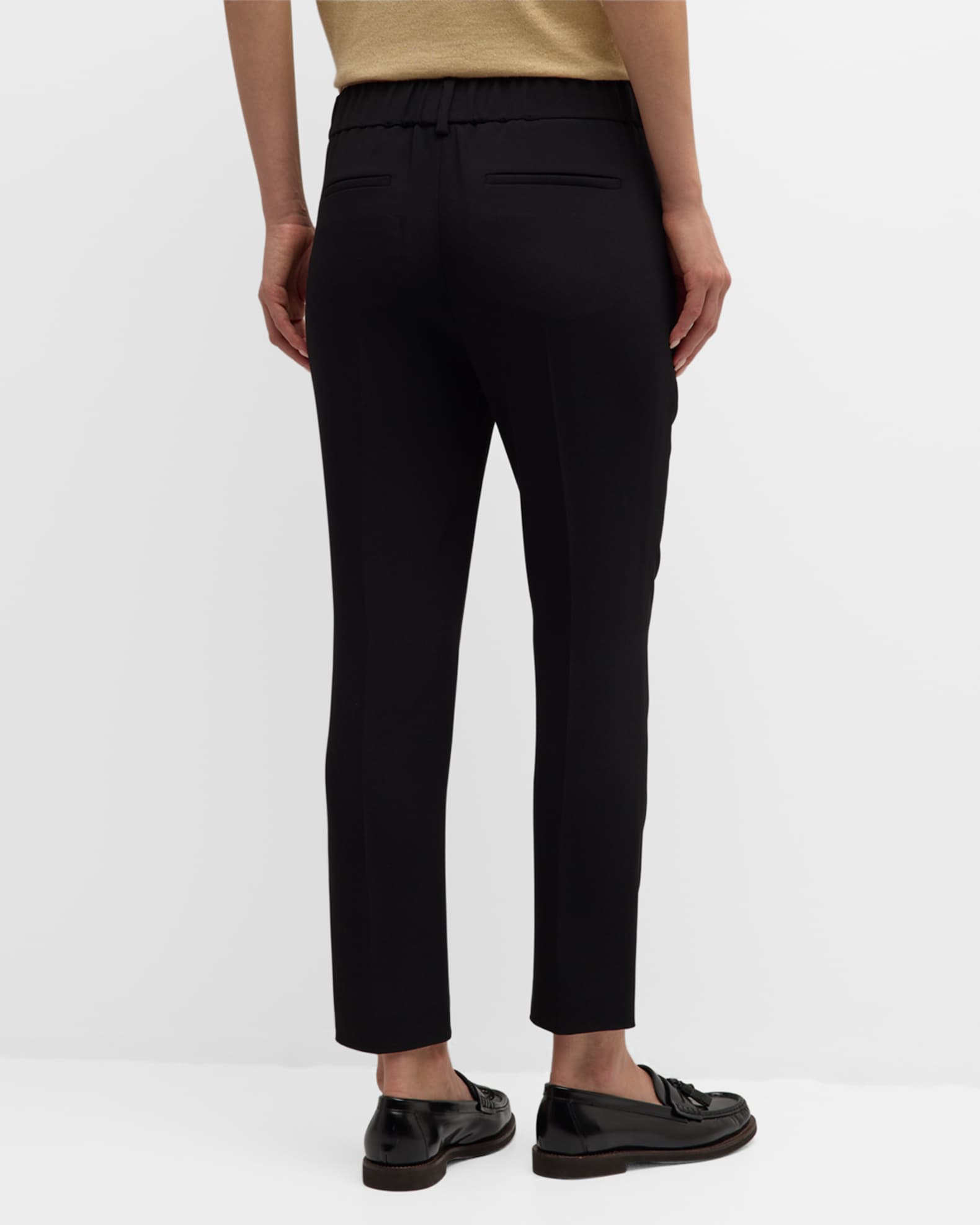 Brunello Cucinelli Silk Pull-On Cropped Pants | Neiman Marcus