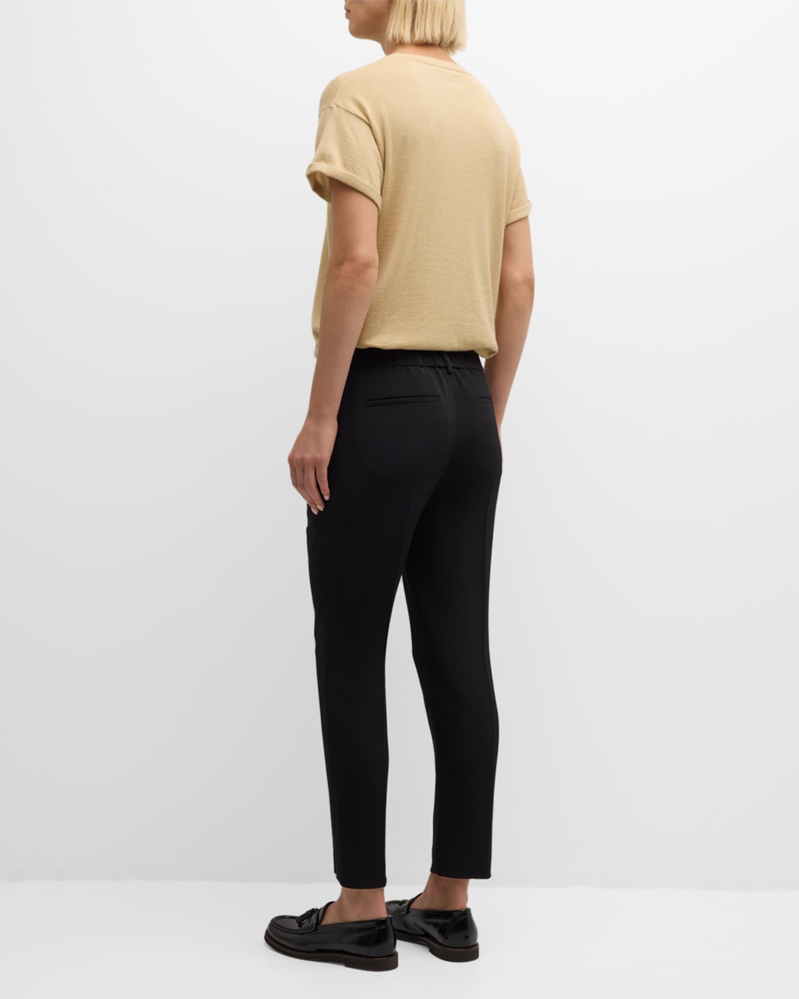 Brunello Cucinelli Silk Pull-On Cropped Pants | Neiman Marcus