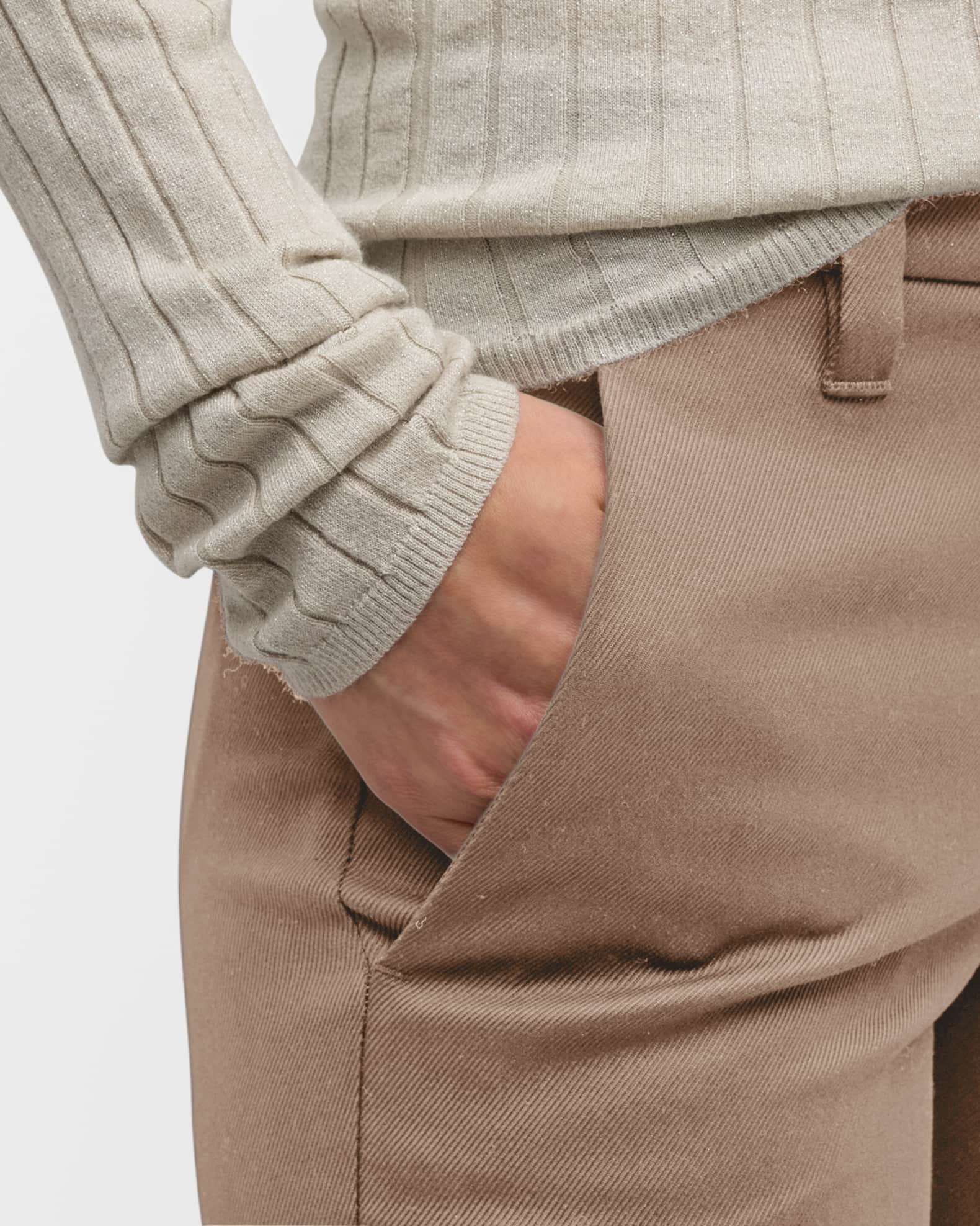 パンツ BRUNELLO CUCINELLI CROPPED FIT COTTON PANTS BRUNELLO CUCINELLI Cropped crinkled cotton-blend poplin