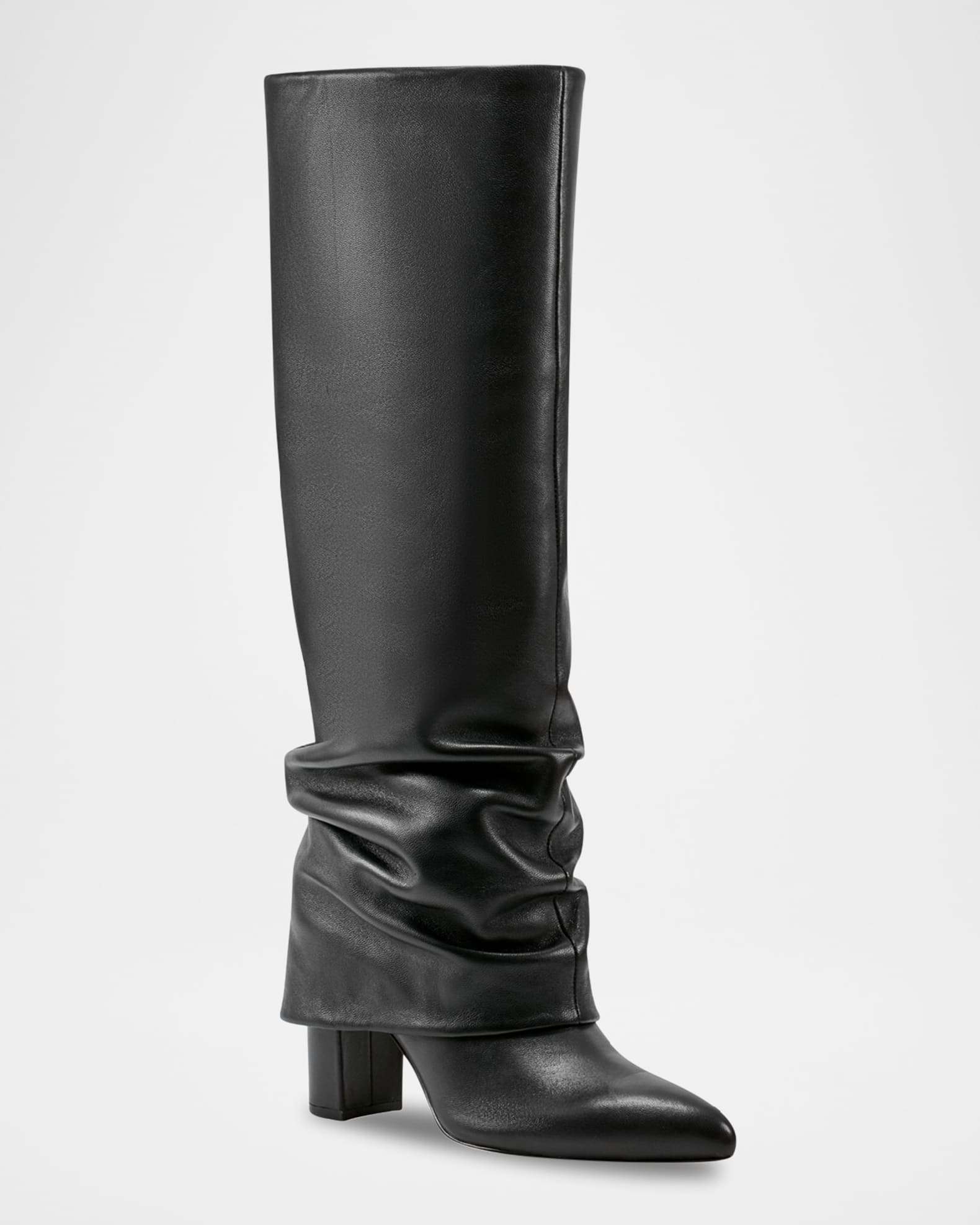 Marc Fisher LTD Slouchy Cuffed Leather Knee Boots Neiman Marcus
