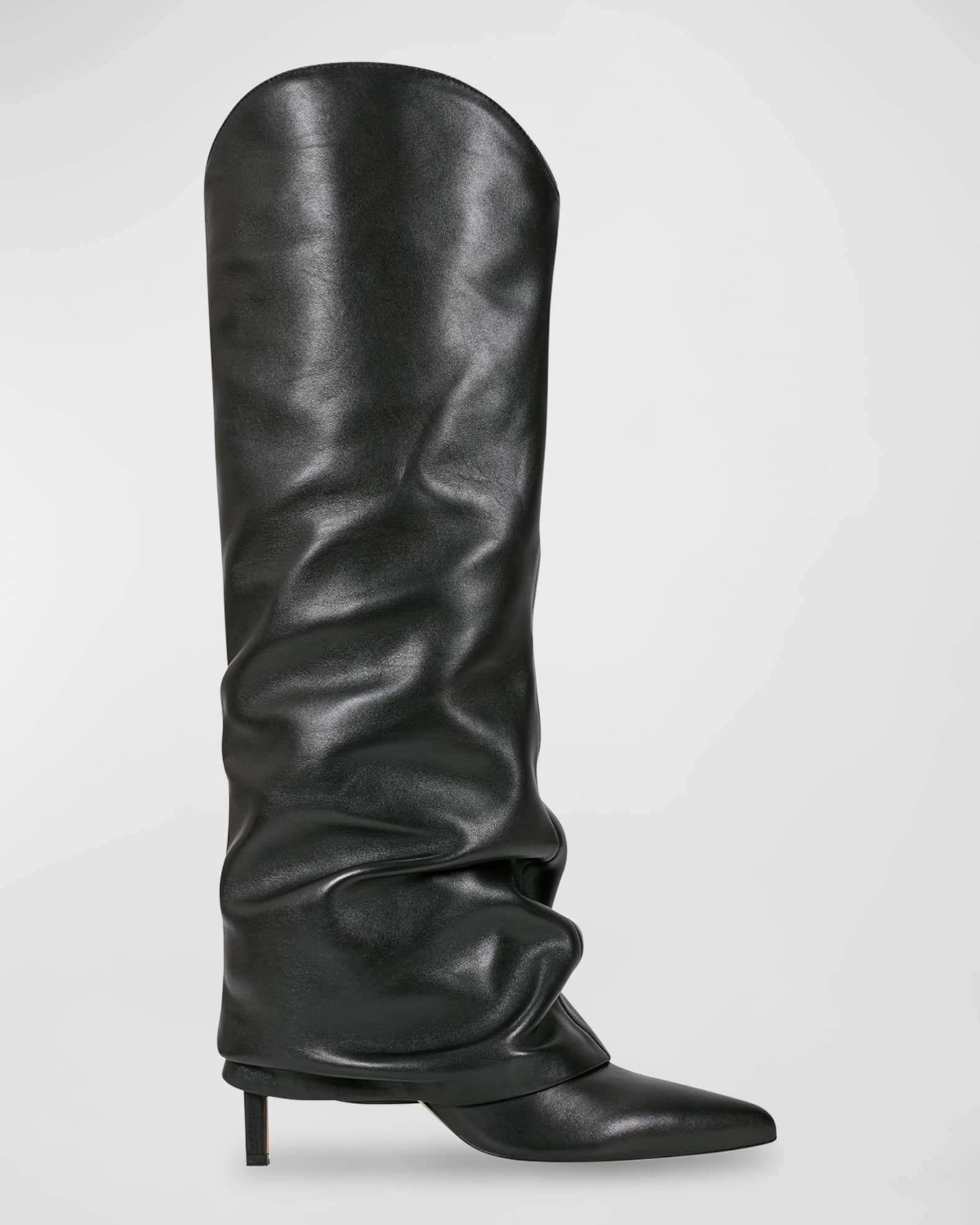 Slouchy Leather Stiletto Knee Boots