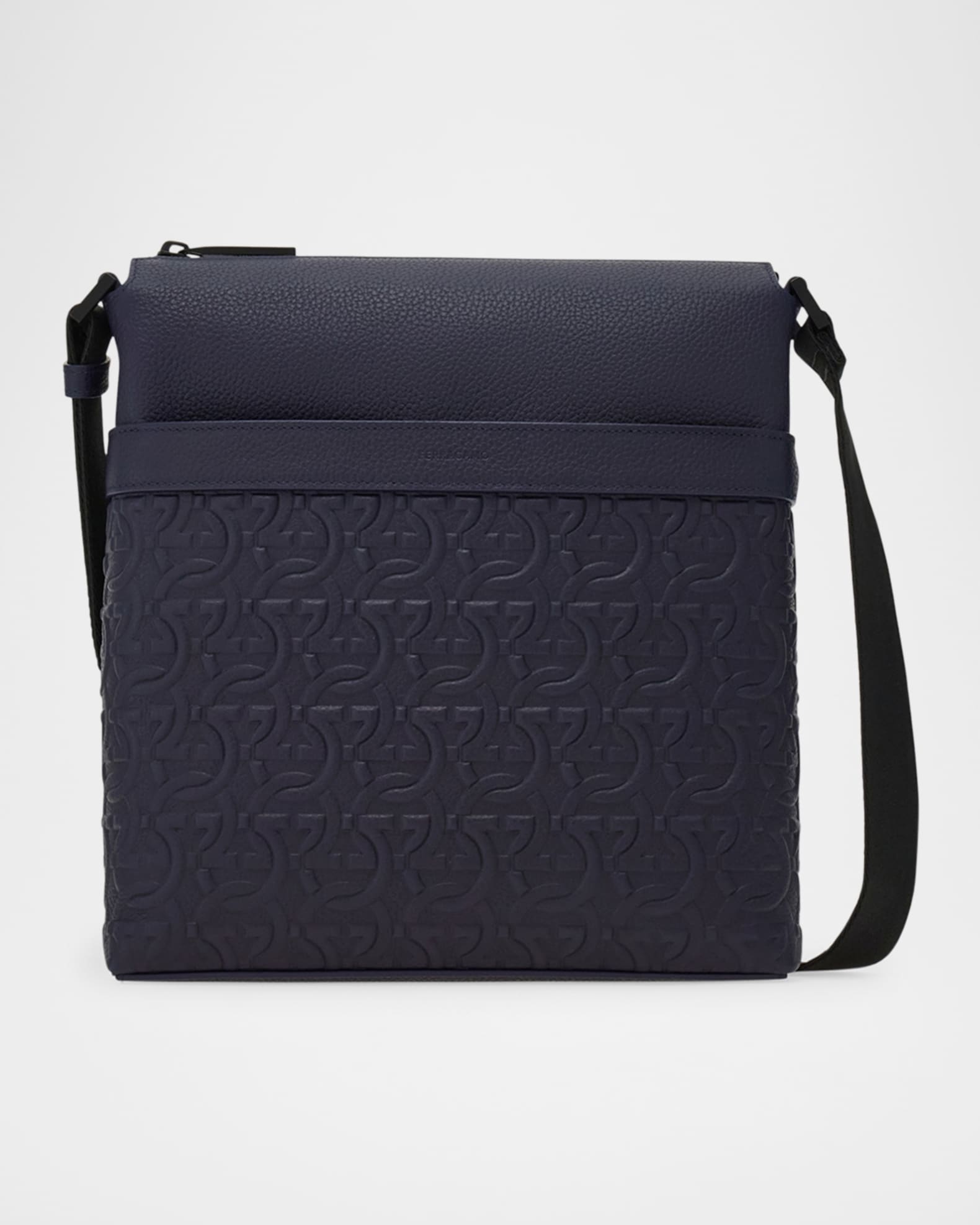 Men's Gancini Embossed Leather Crossbody Bag 0