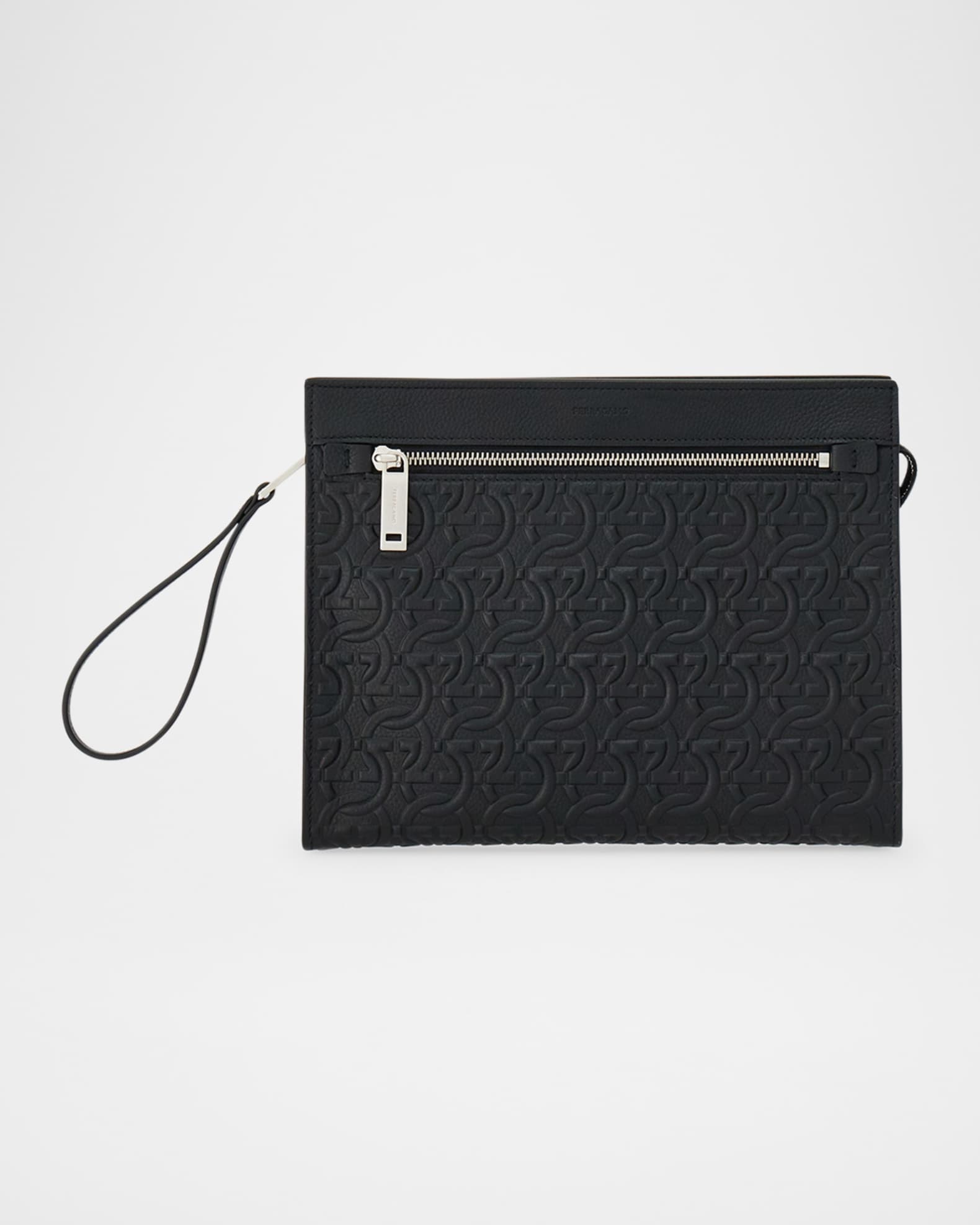 Ferragamo Men's Embossed Leather Travel Pouch | Neiman Marcus