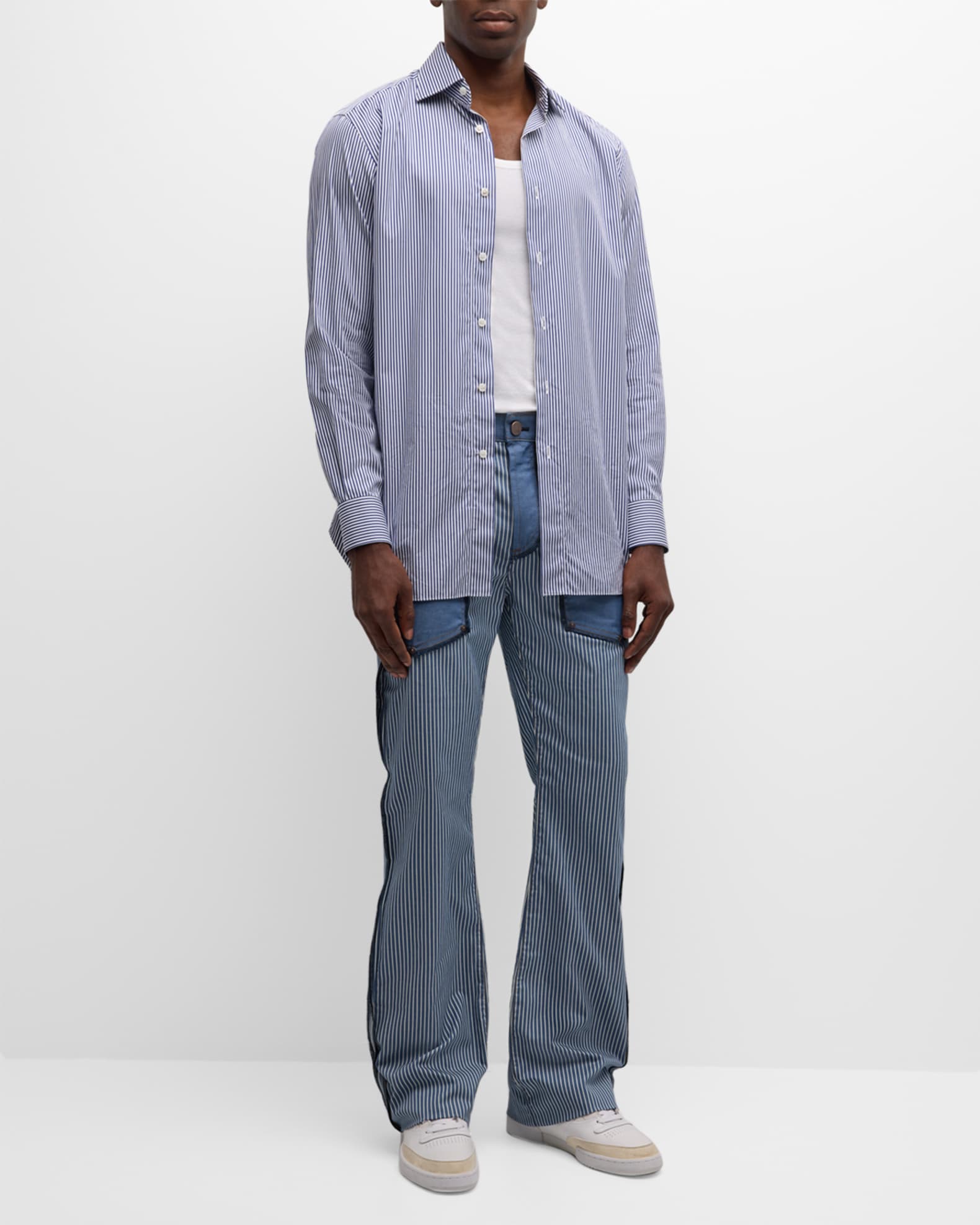 x MFVLA1 Men's Striped Inside-Out Jeans 1
