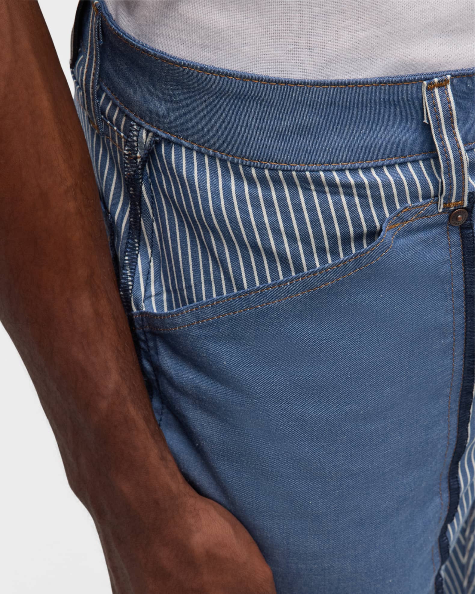 monfrere x MFVLA1 Men's Striped Inside-Out Jeans | Neiman Marcus