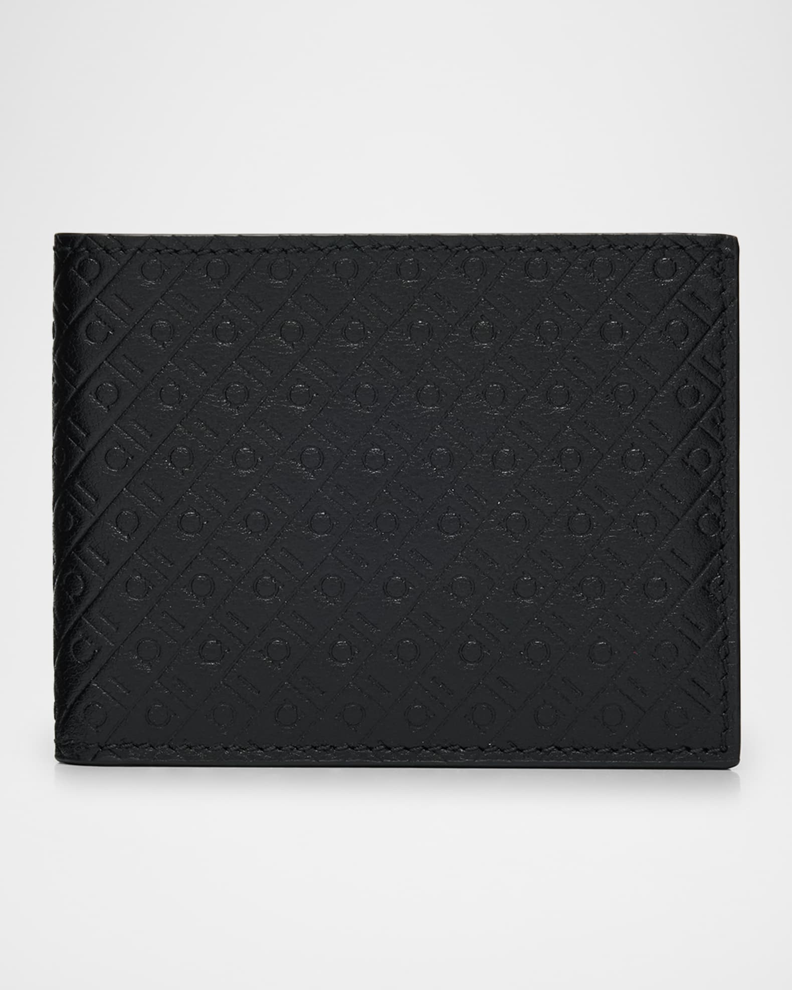Men's Embossed Monogram Leather Bifold Wallet 0